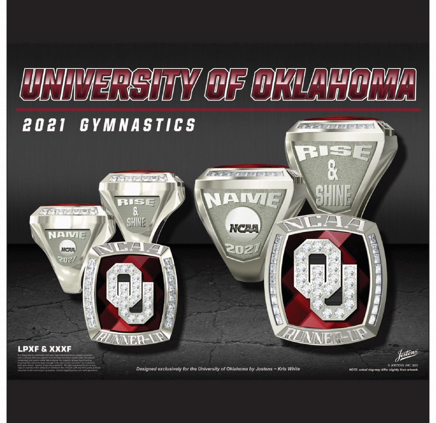 University of Oklahoma Women's Gymnastics 2021 National Championship Ring