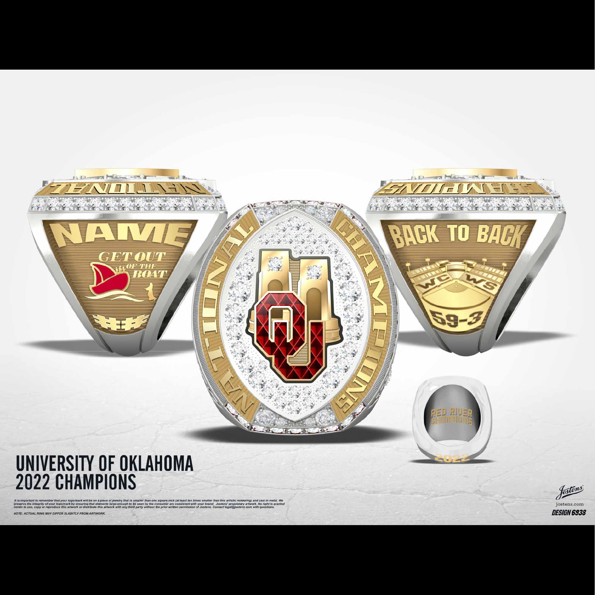 University of Oklahoma Softball 2022 National Championship Ring