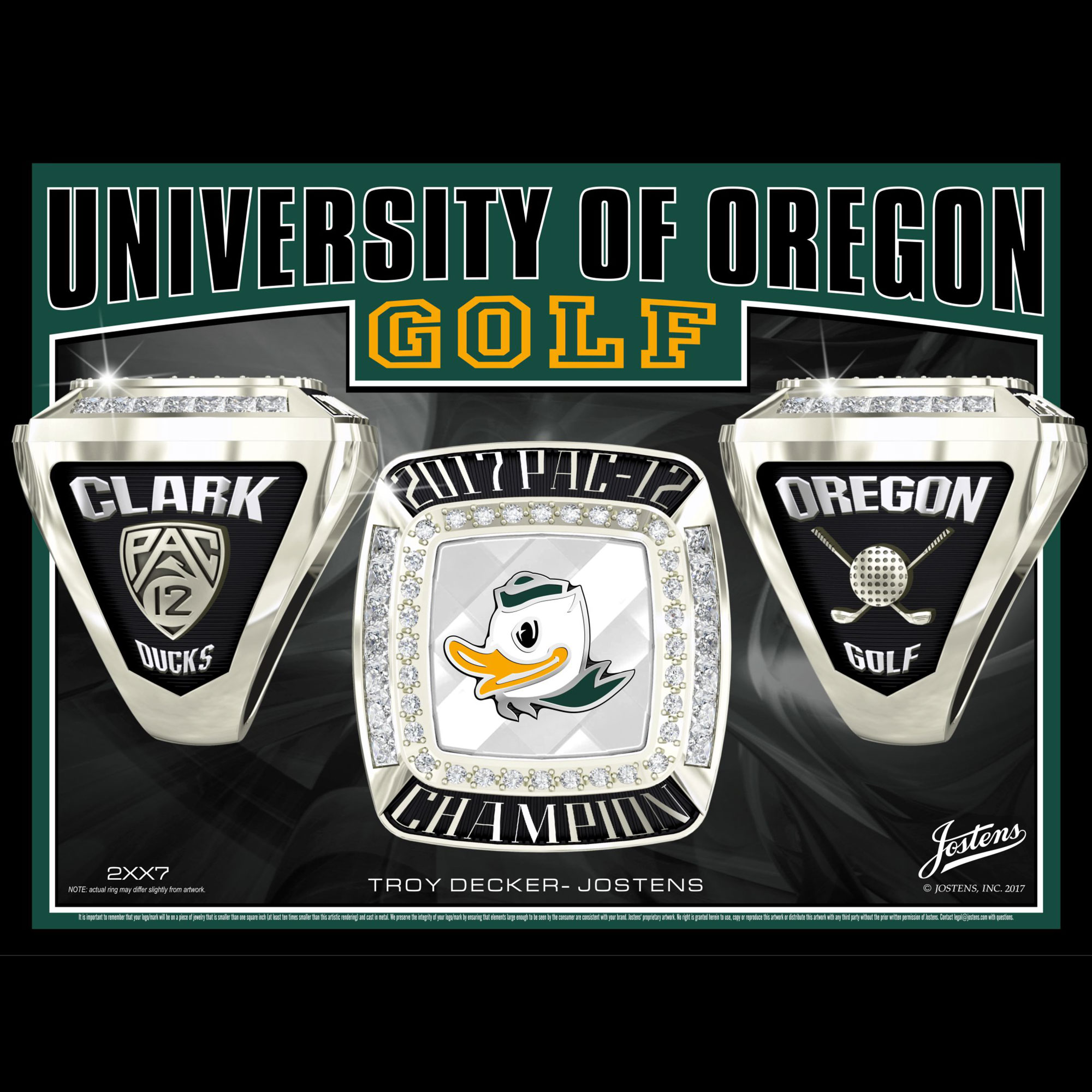 University of Oregon Men's Golf 2017 Pac-12 Championship Ring