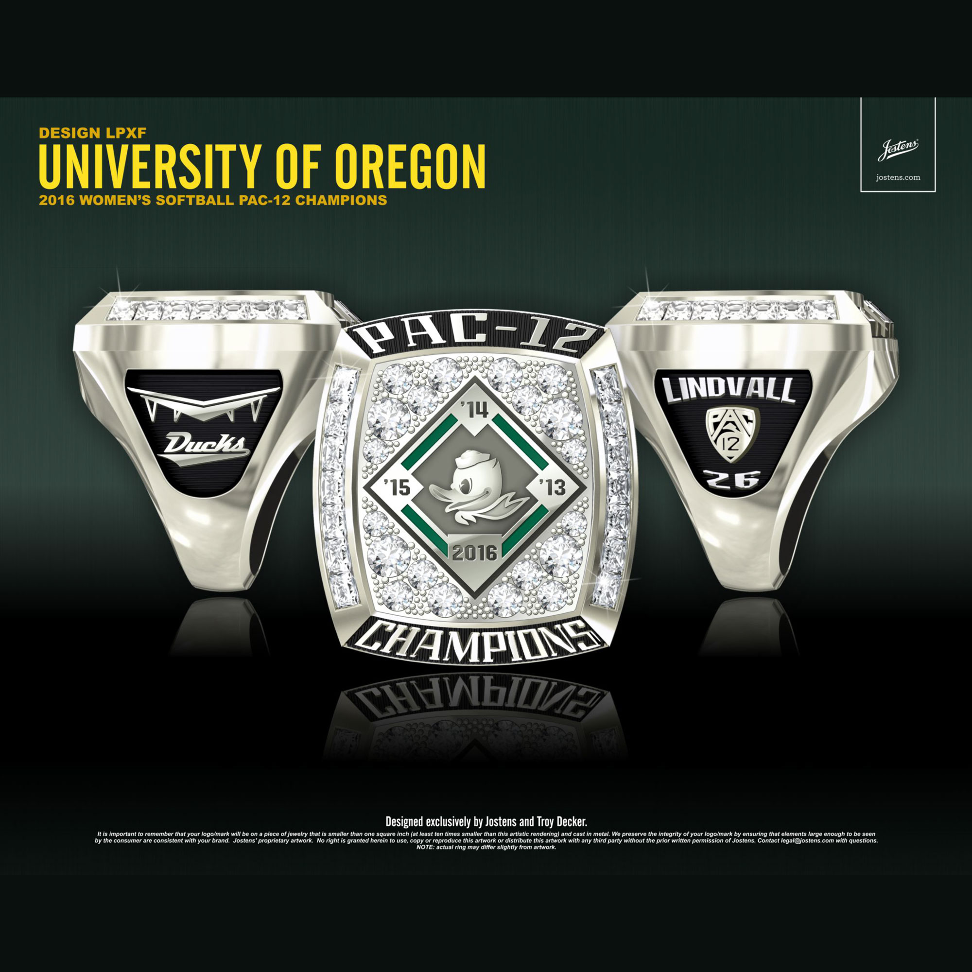 University of Oregon Women's Softball 2016 Pac-12 Championship Ring