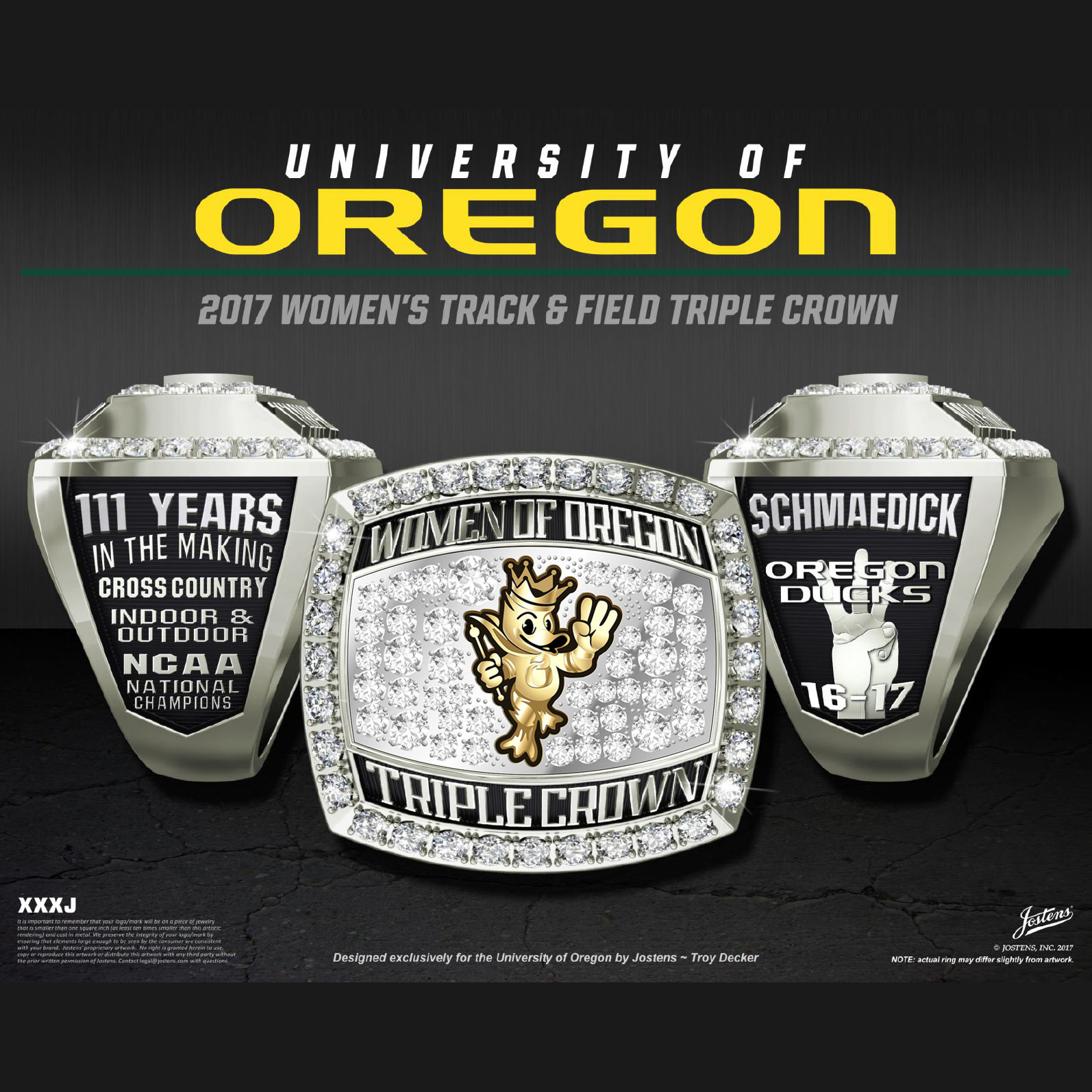 University of Oregon Women's Track & Field 2017 National Championship Ring