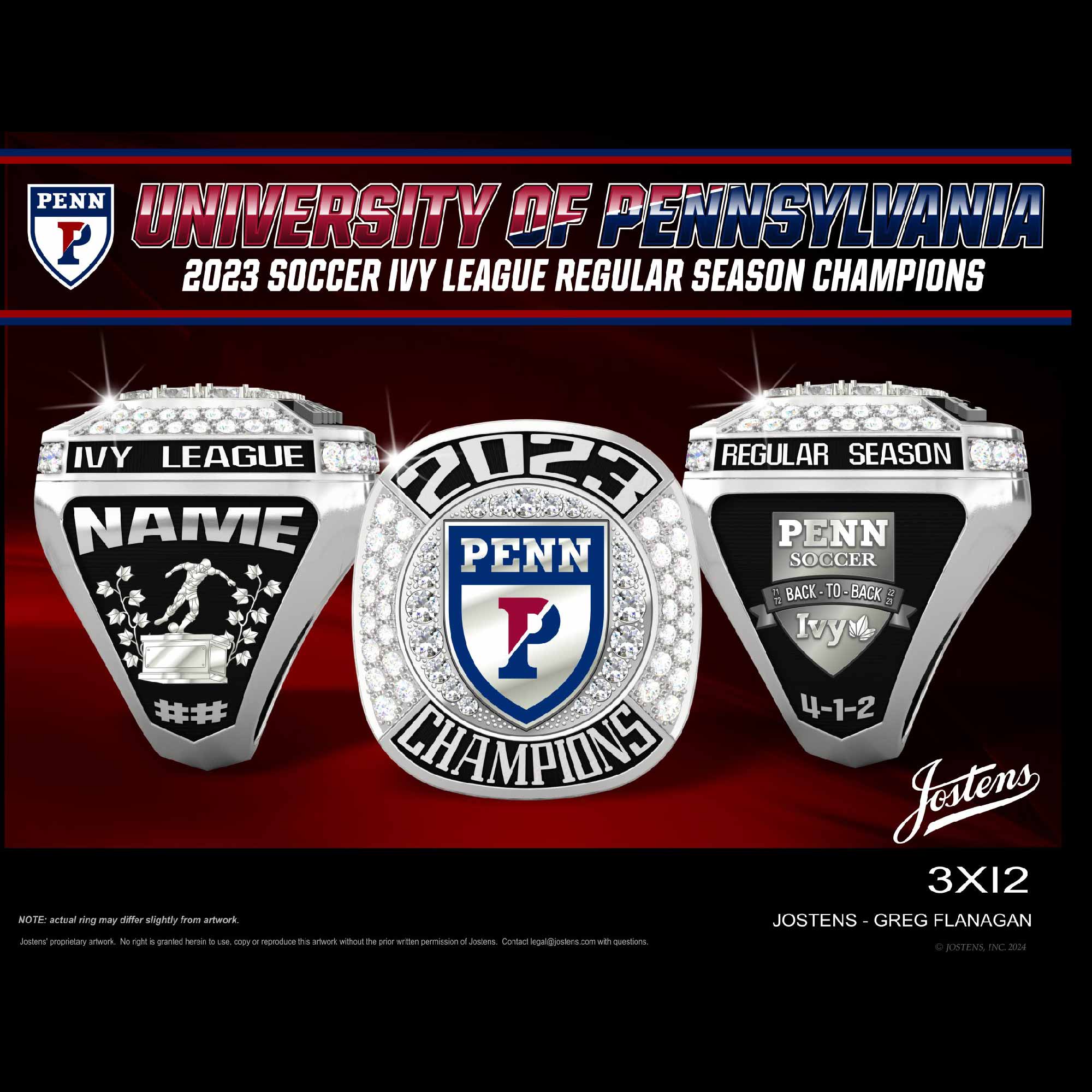 University of Pennsylvania Men's Soccer 2023 Ivy League Regular Season Championship Ring