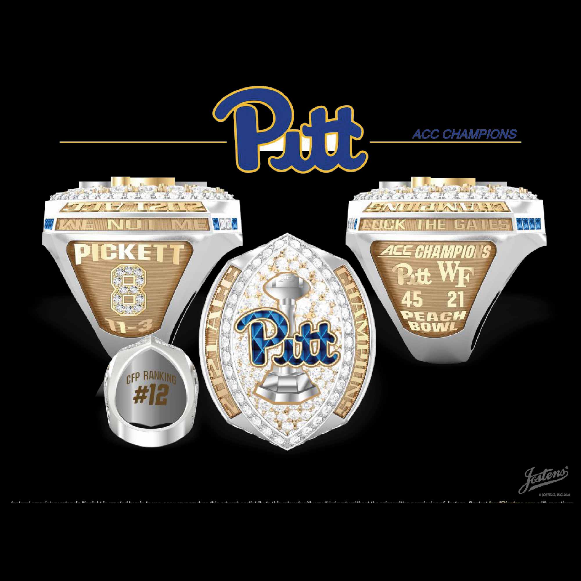University of Pittsburgh Men's Football 2021 ACC Championship Ring