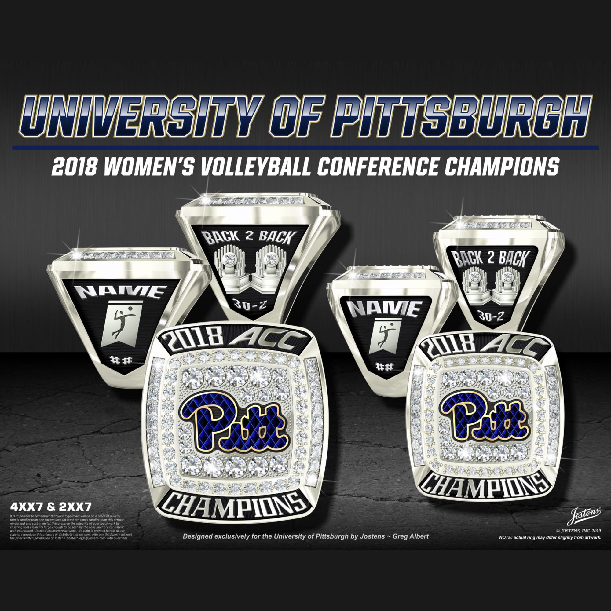 University of Pittsburgh Women's Volleyball 2018 ACC Championship Ring