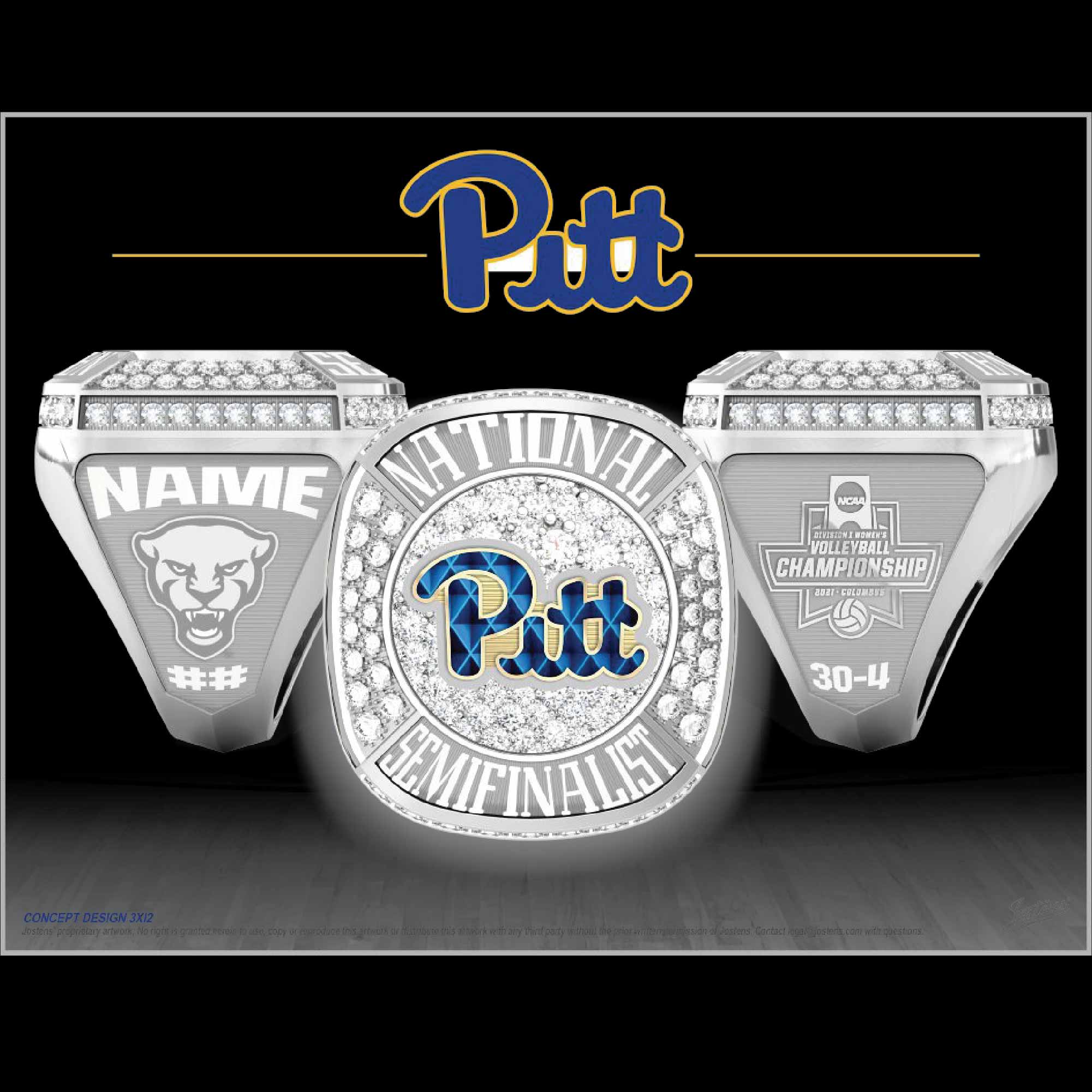 University of Pittsburgh Women's Volleyball 2021 Final Four Championship Ring