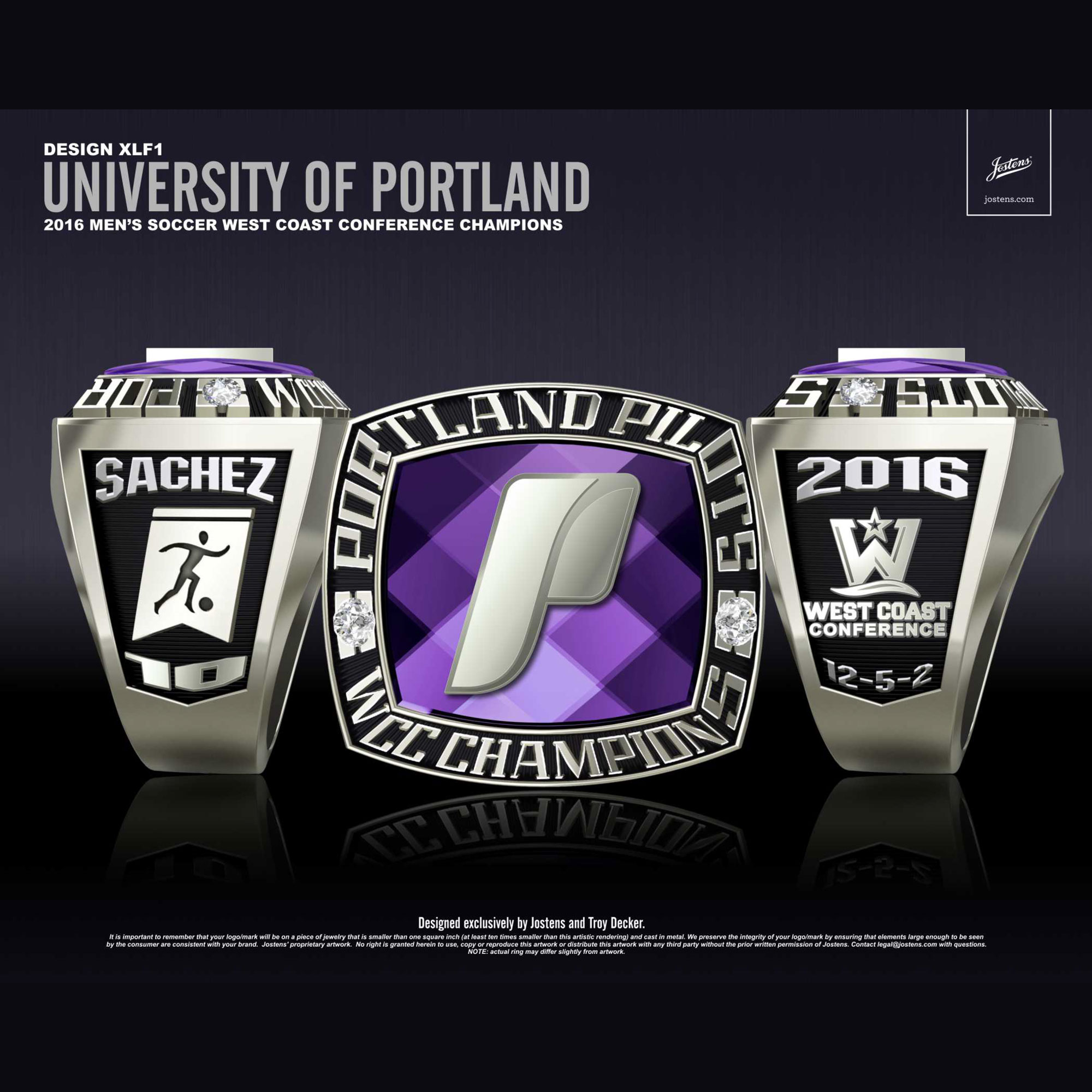 University of Portland Men's Soccer 2016 WCC Championship Ring