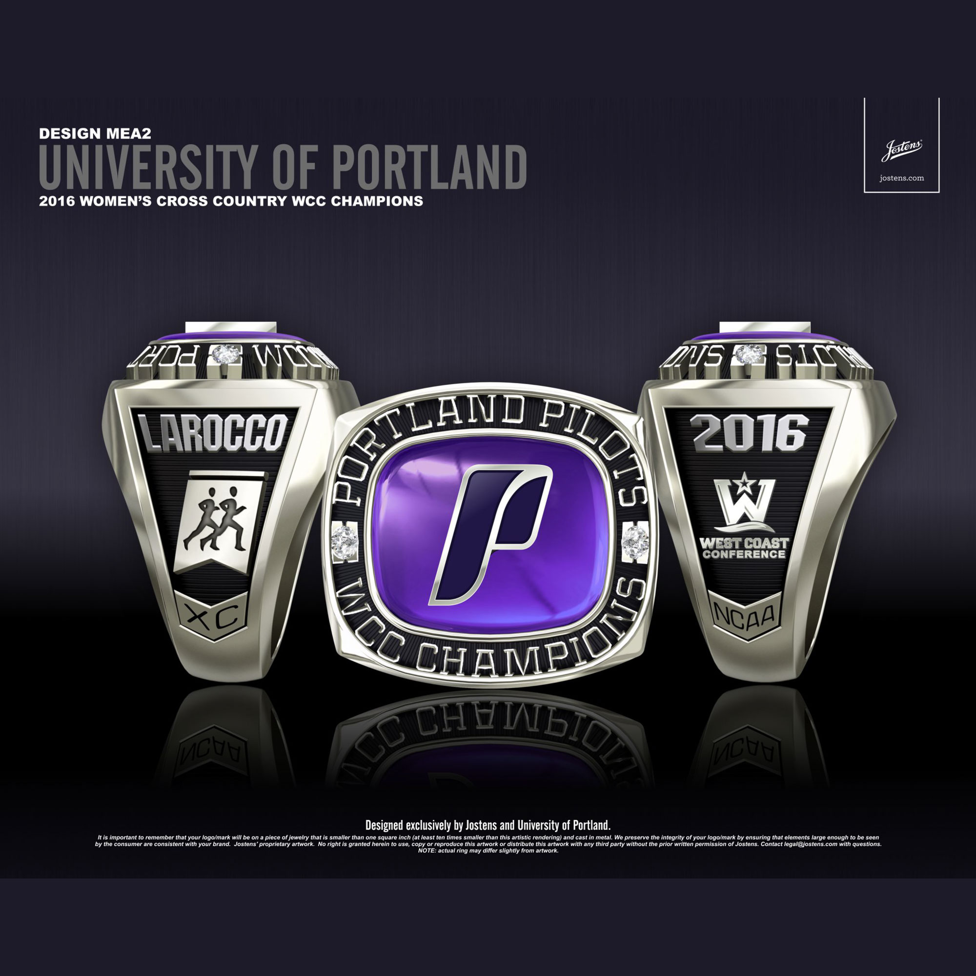 University of Portland Women's Cross Country 2016 WCC Championship Ring