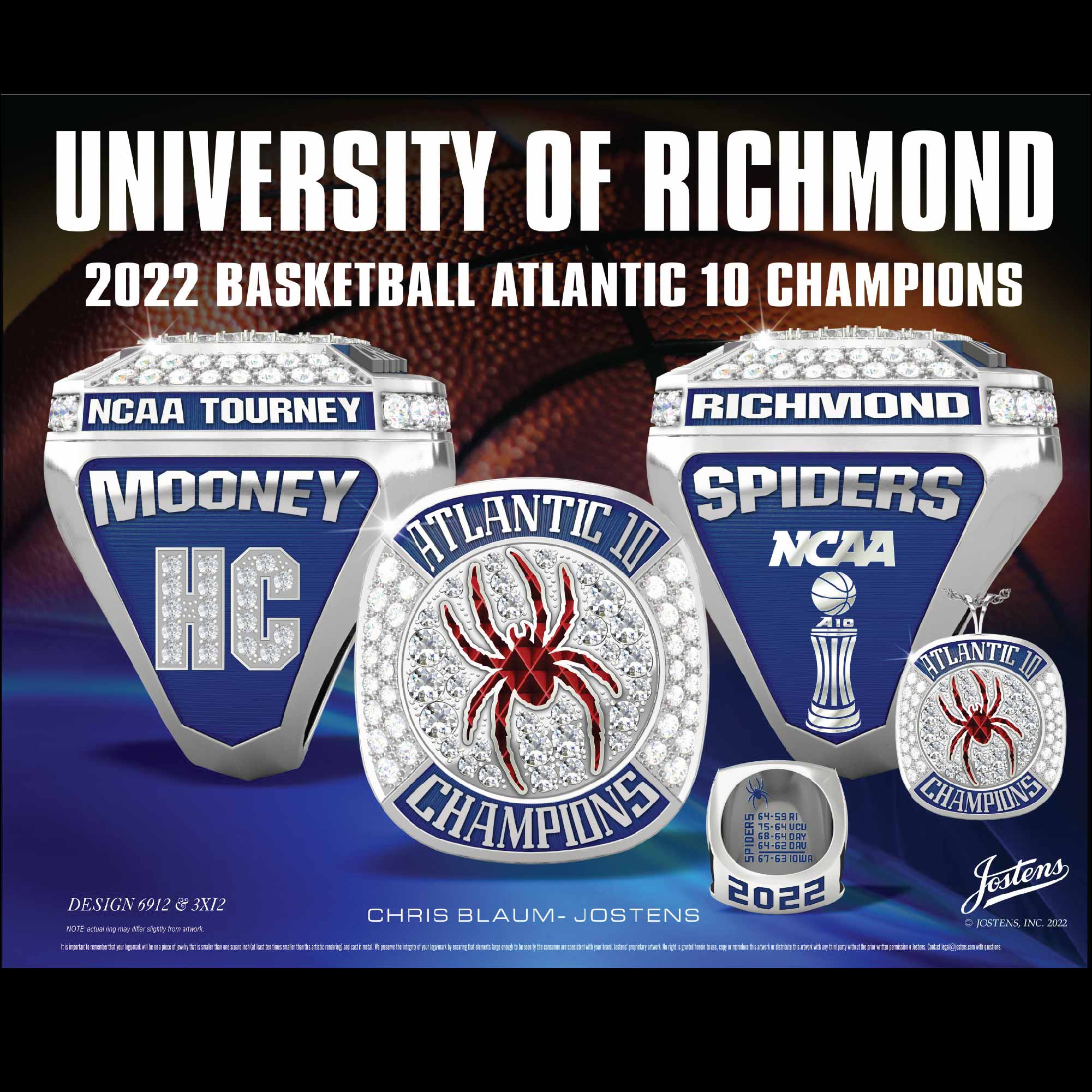 University of Richmond Men's Basketball 2022 Atlantic 10 Championship Ring