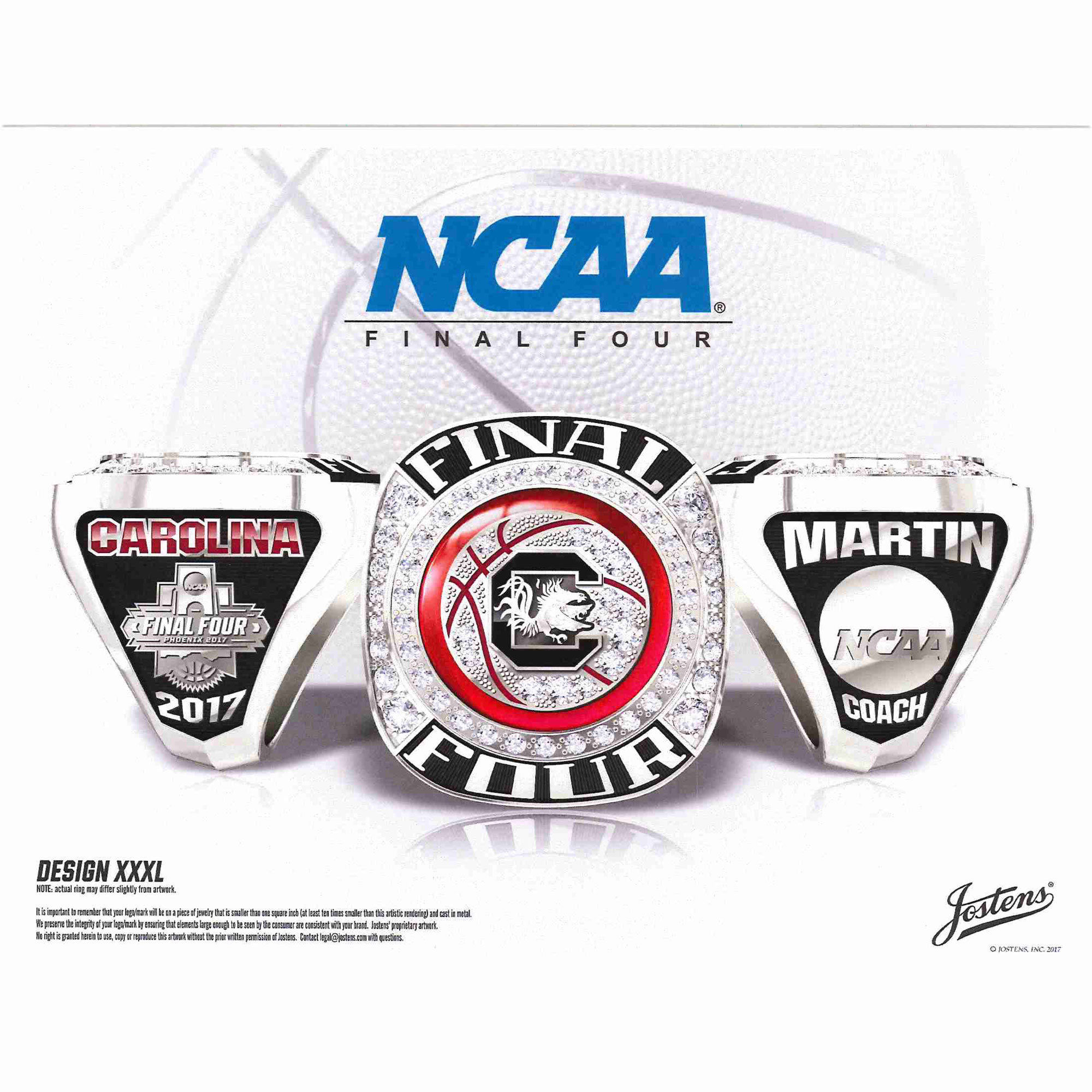 University of South Carolina Men's Basketball 2017 Final Four Championship Ring