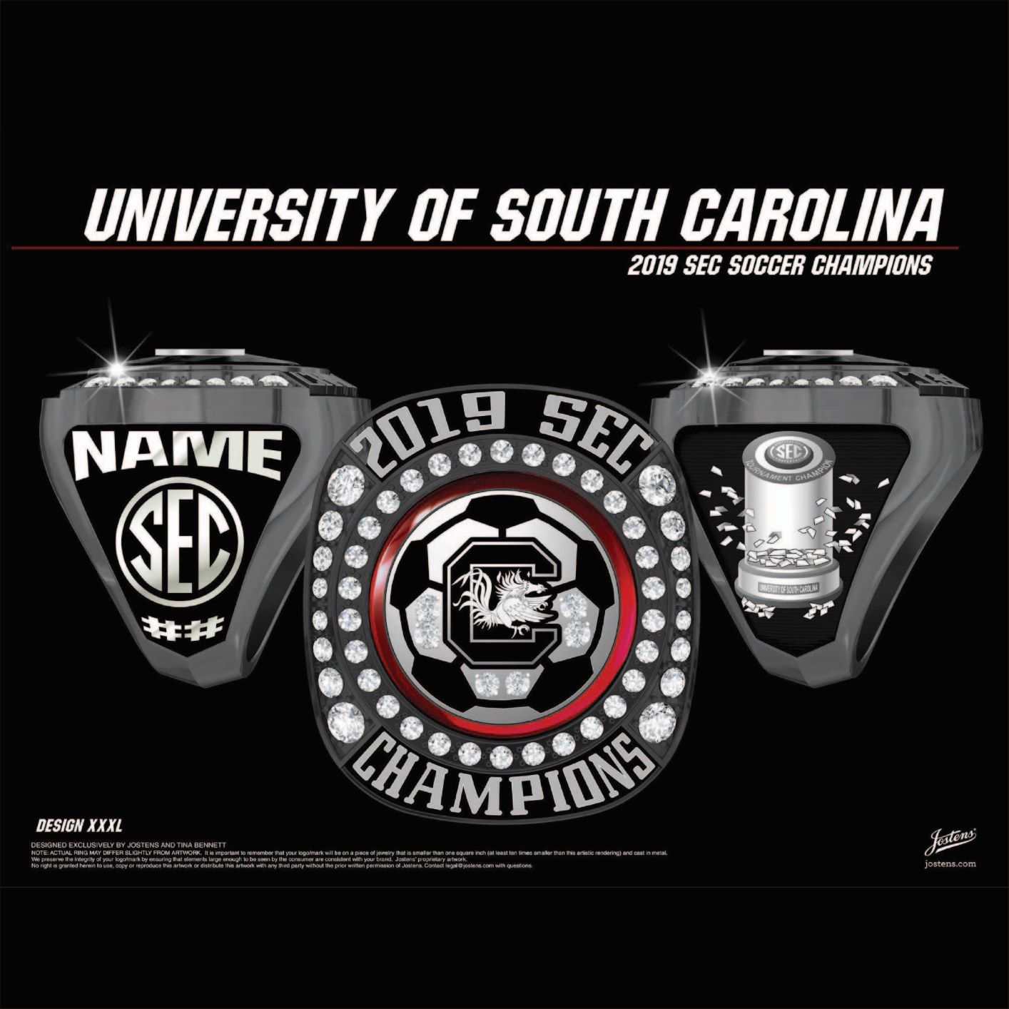 University of South Carolina Women's Soccer 2019 SEC Championship Ring