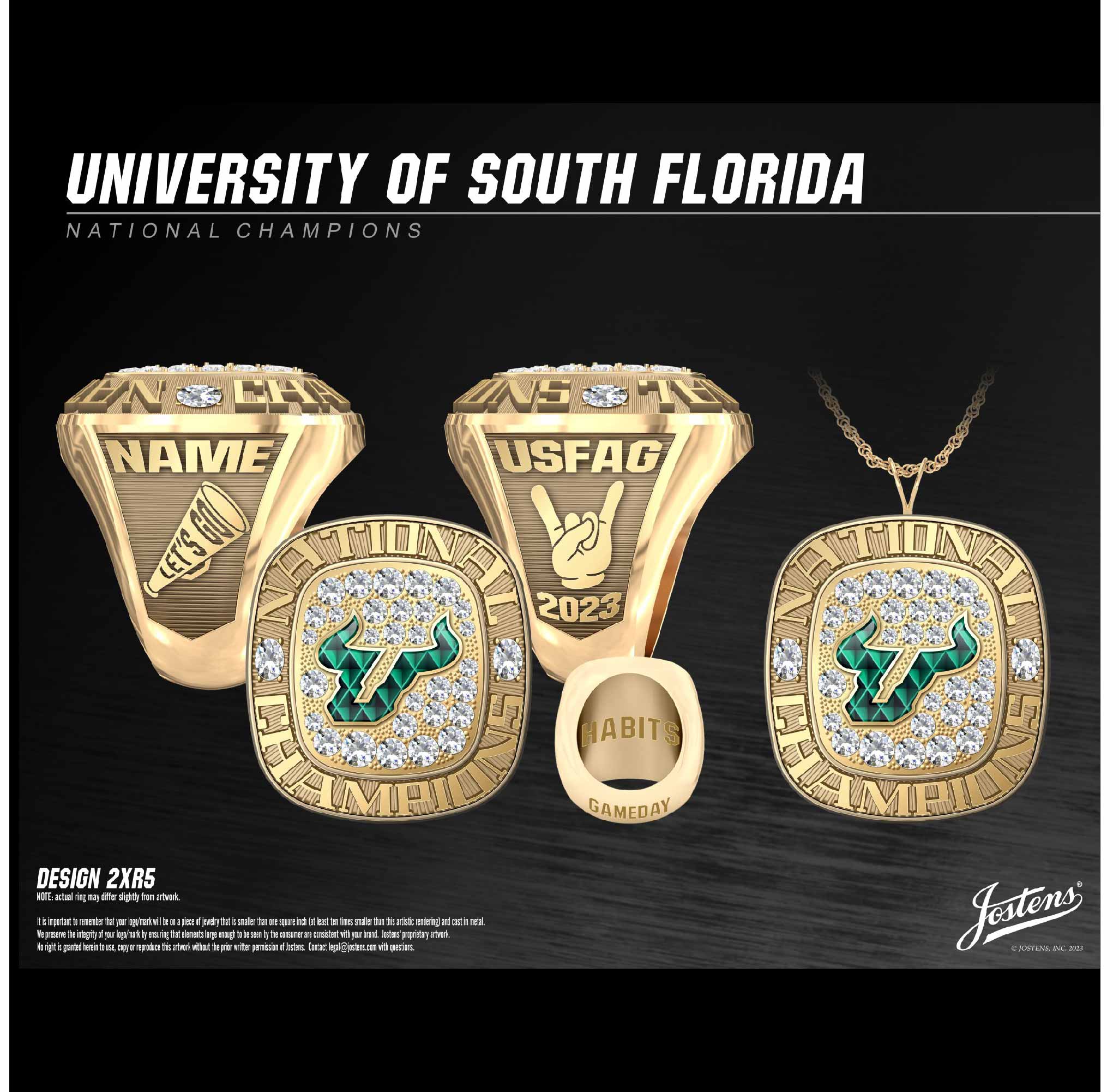 University of South Florida Cheer 2023 National Championship Ring