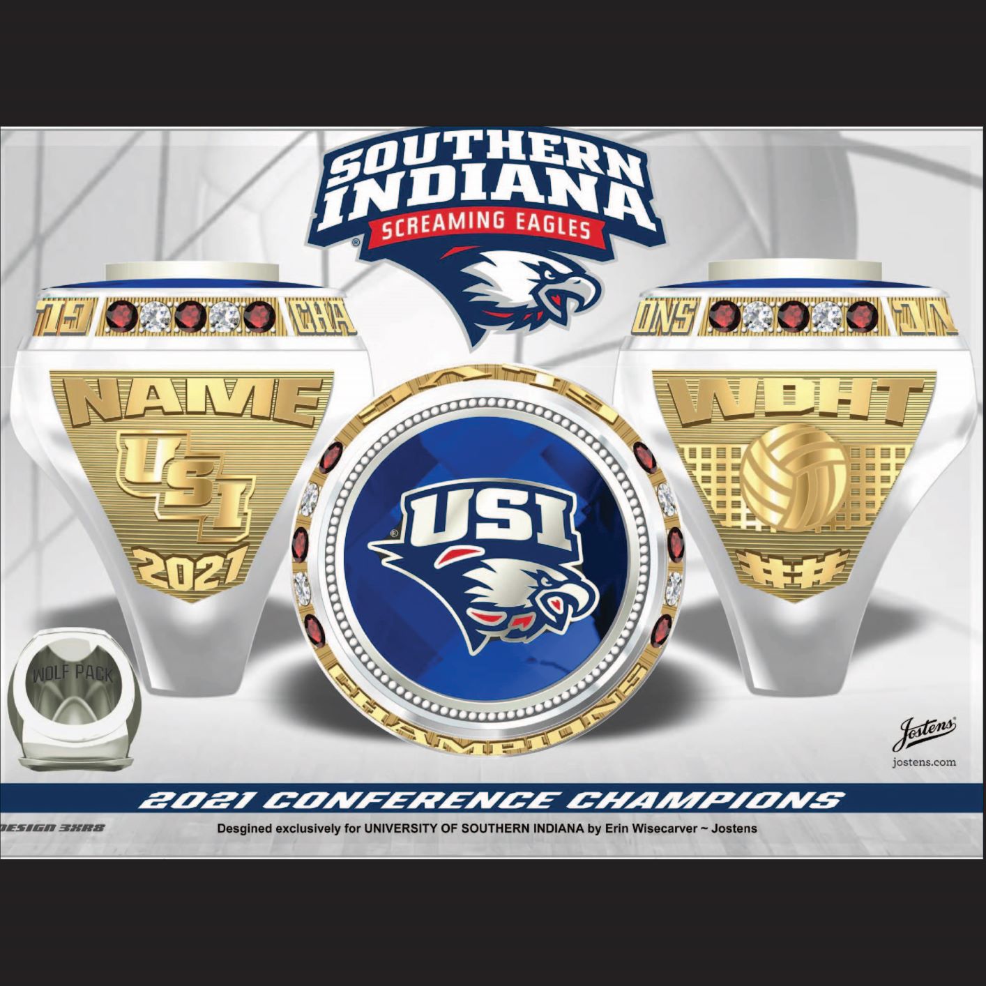 University of Southern Indiana Women's Volleyball 2021 GLVC Championship Ring