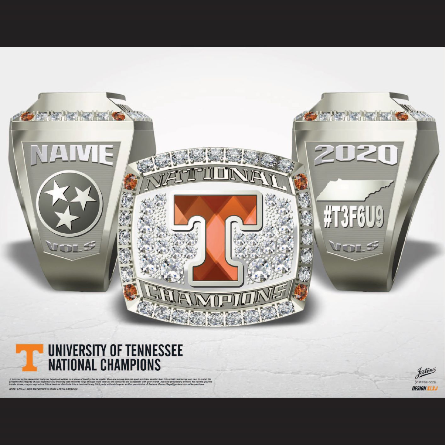 University of Tennessee Coed Cheer 2020 National Championship Ring