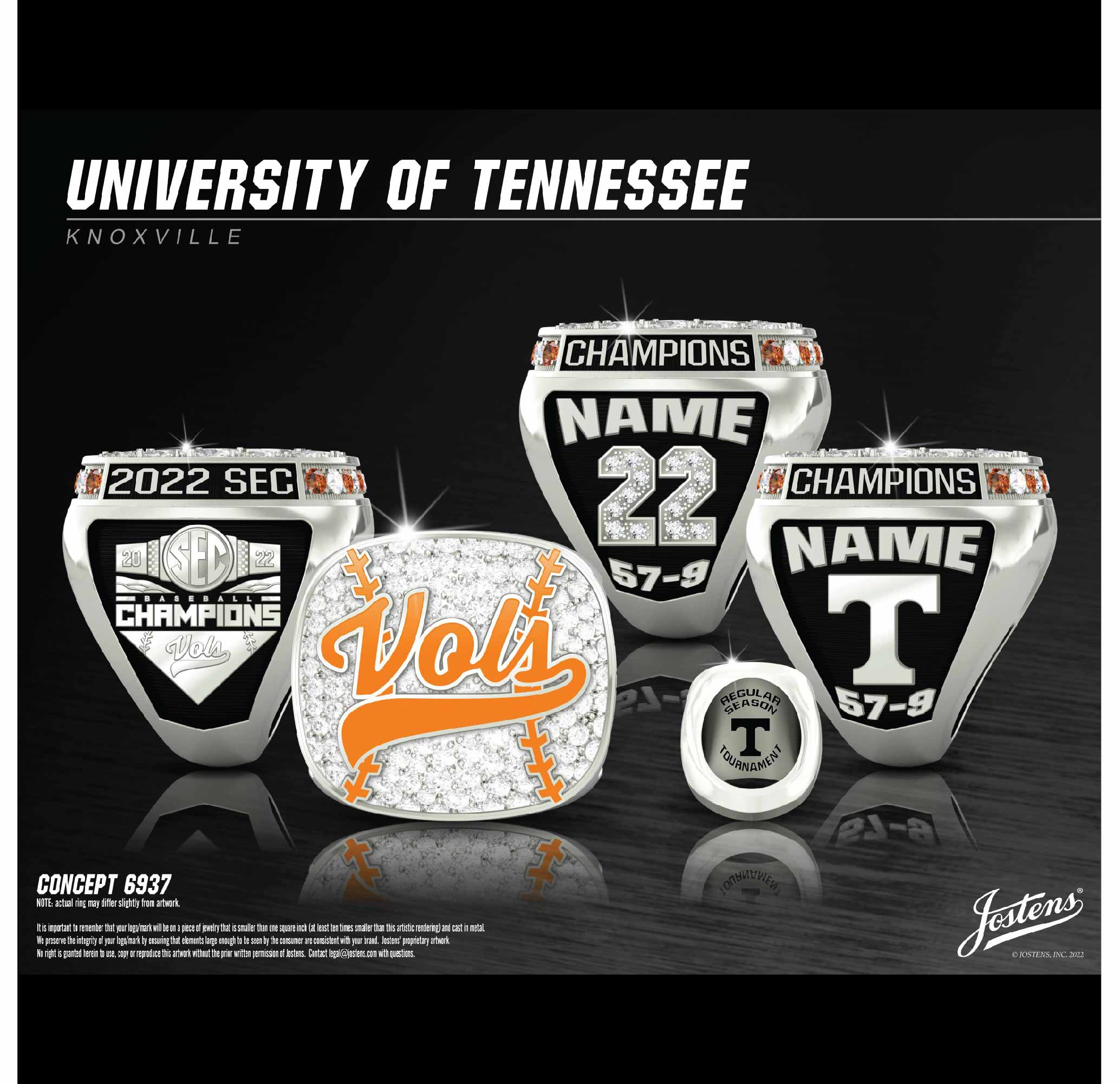 University of Tennessee Baseball 2022 SEC Championship Ring