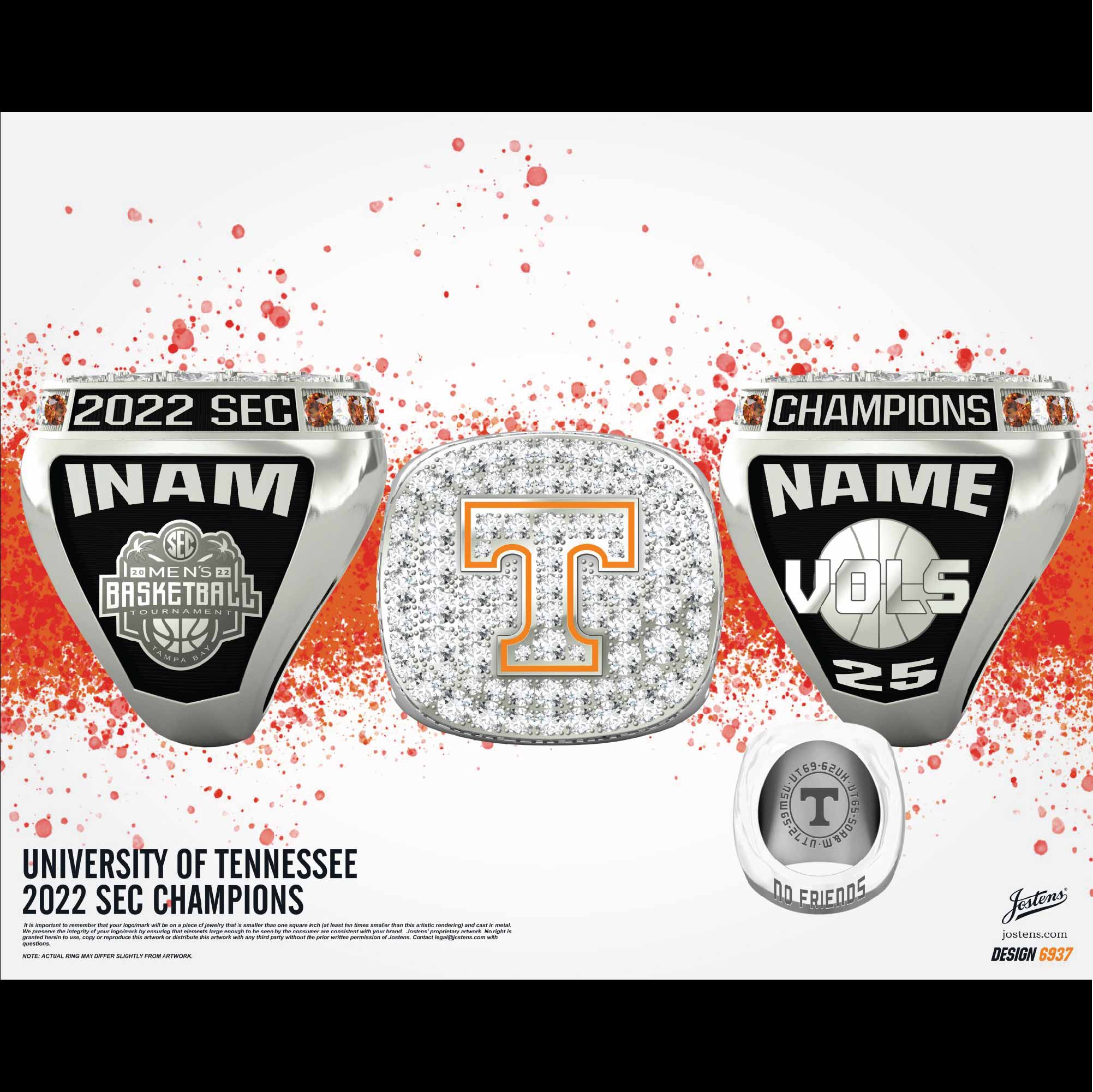 University of Tennessee Men's Basketball 2022 SEC Championship Ring