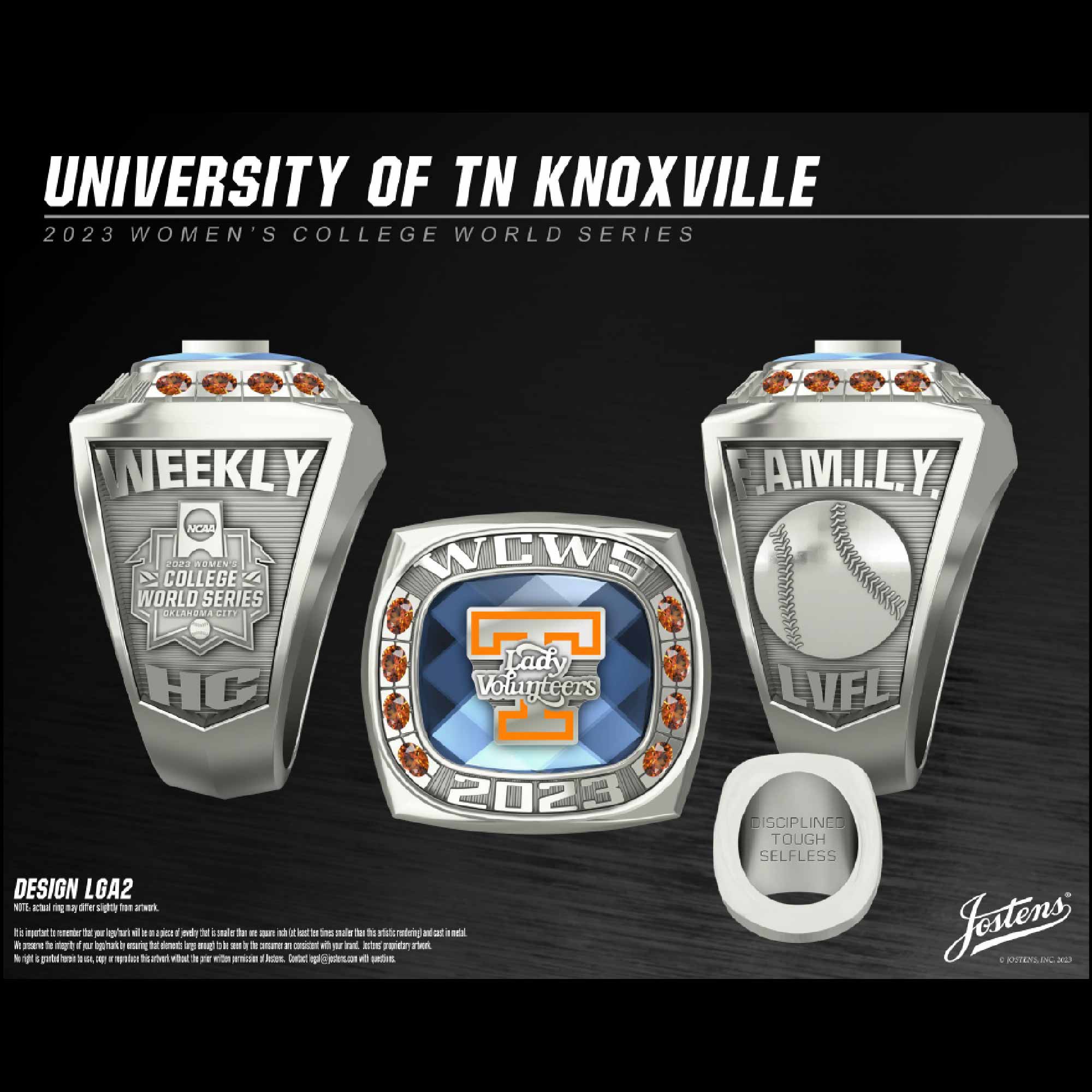 University of Tennessee Women's Softball 2023 Women's College World Series Championship Ring