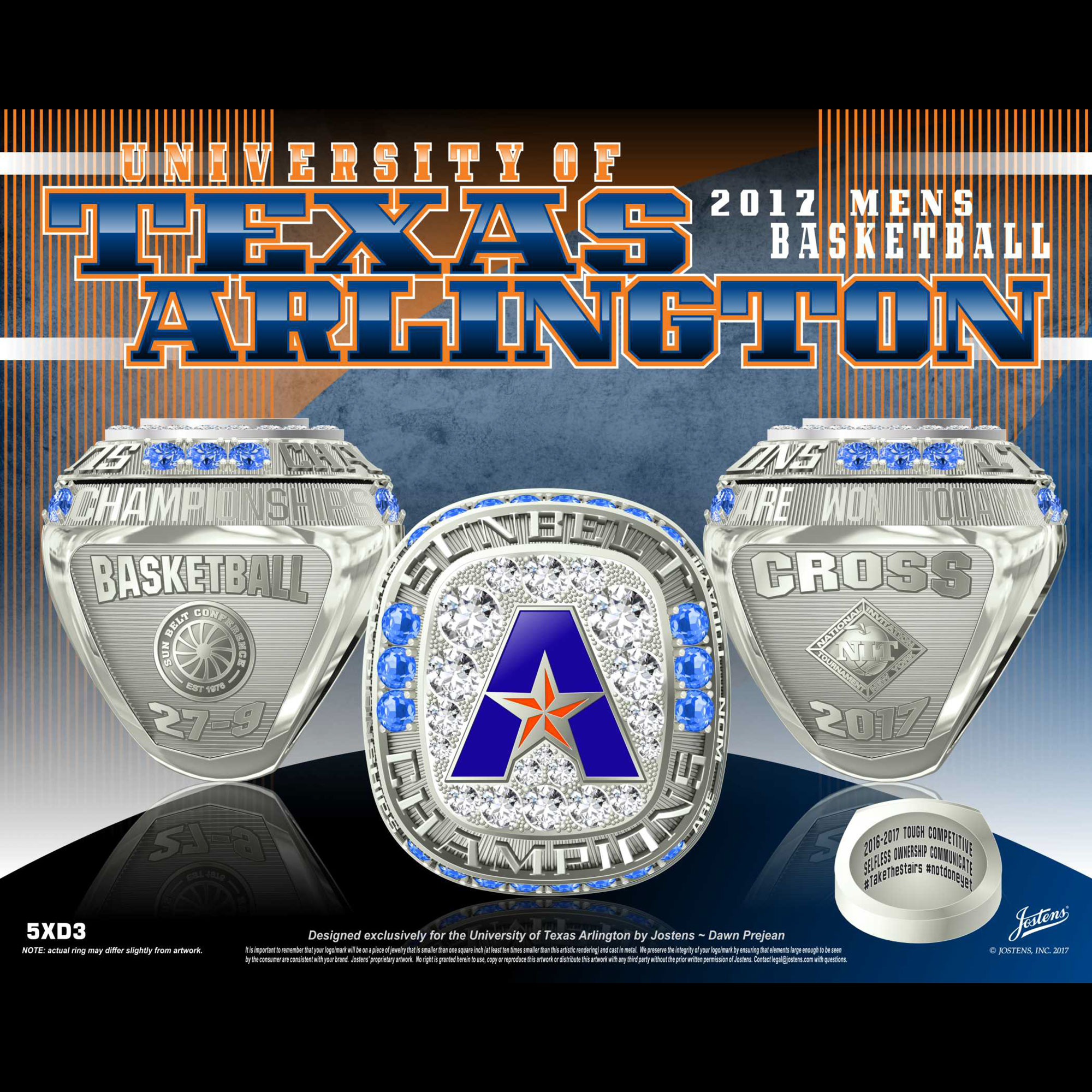 University of Texas Arlington Men's Basketball 2017 Sun Belt Championship Ring