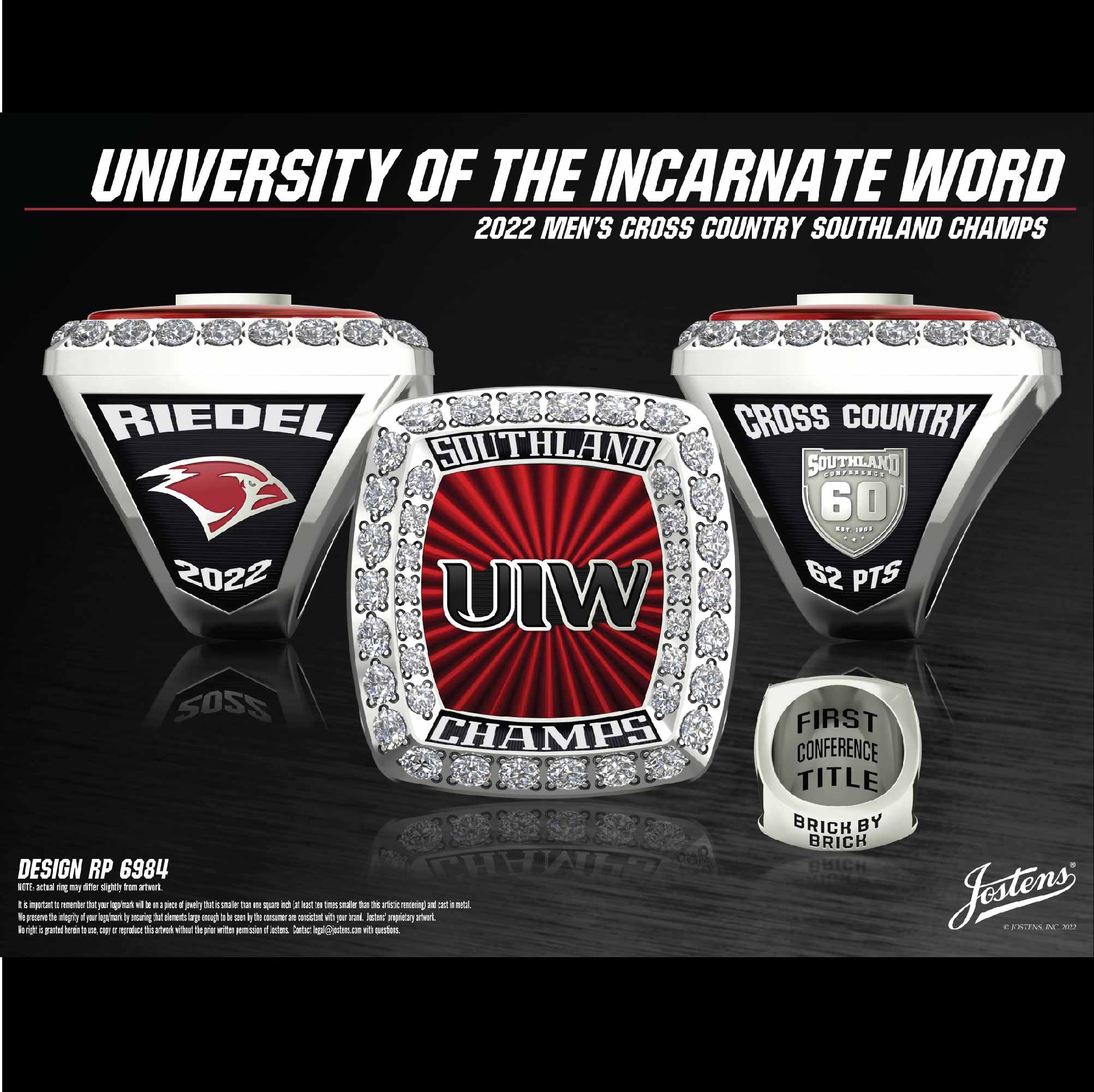 University of the Incarnate Word Men's Cross Country 2022 Southland Championship Ring