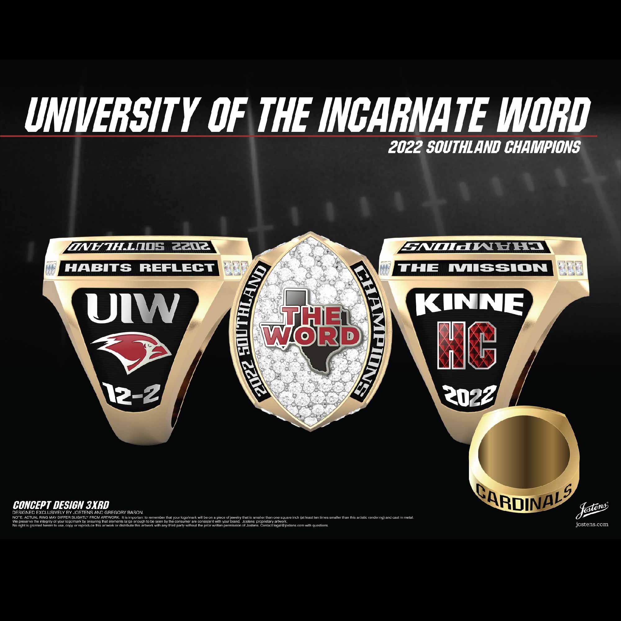 University of the Incarnate Word Football 2022 Southland Championship Ring