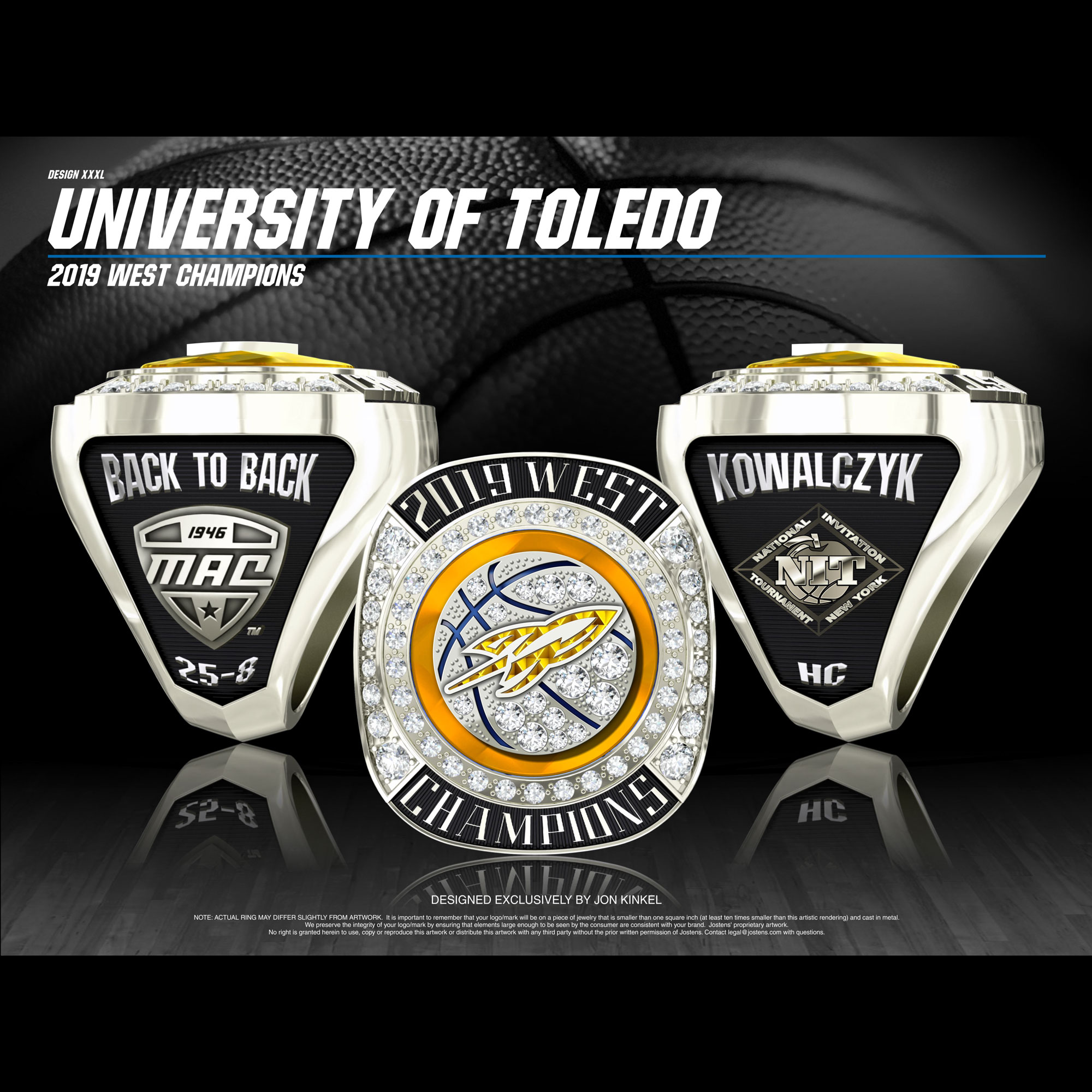 University of Toledo Men's Basketball 2019 MAC West Championship Ring