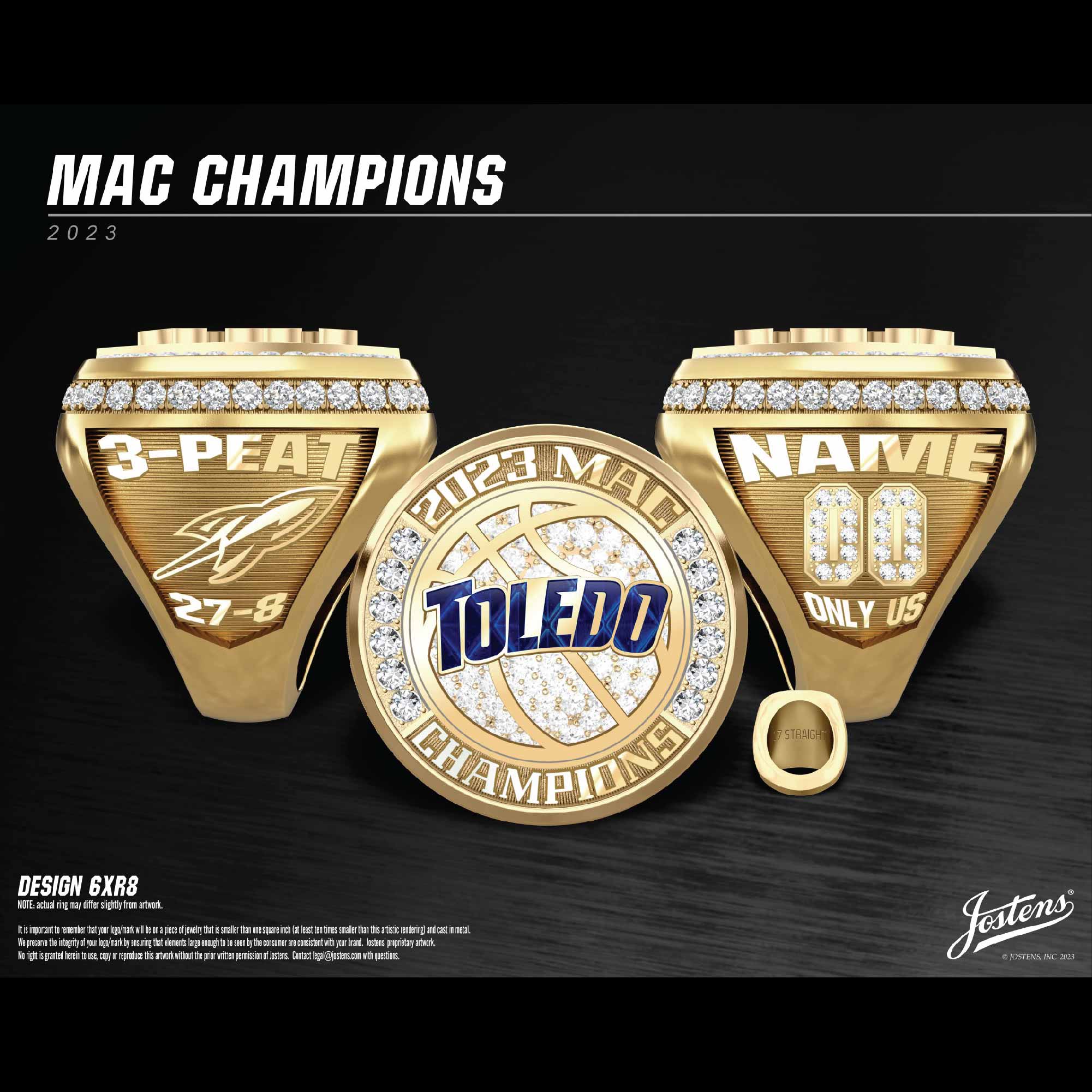 University of Toledo Men's Basketball 2023 MAC Championship Ring