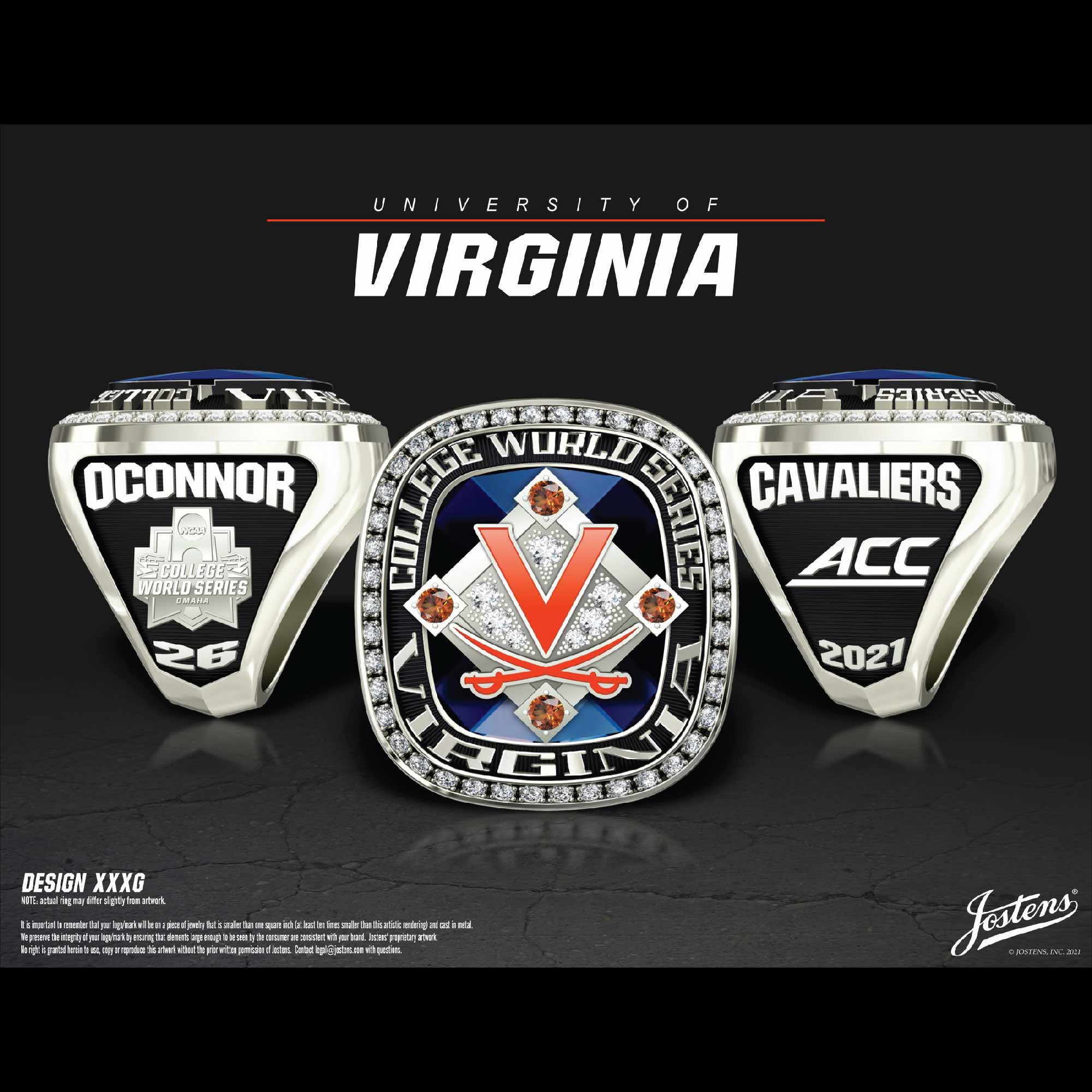 University of Virginia Men's Baseball 2021 College World Series Championship Ring