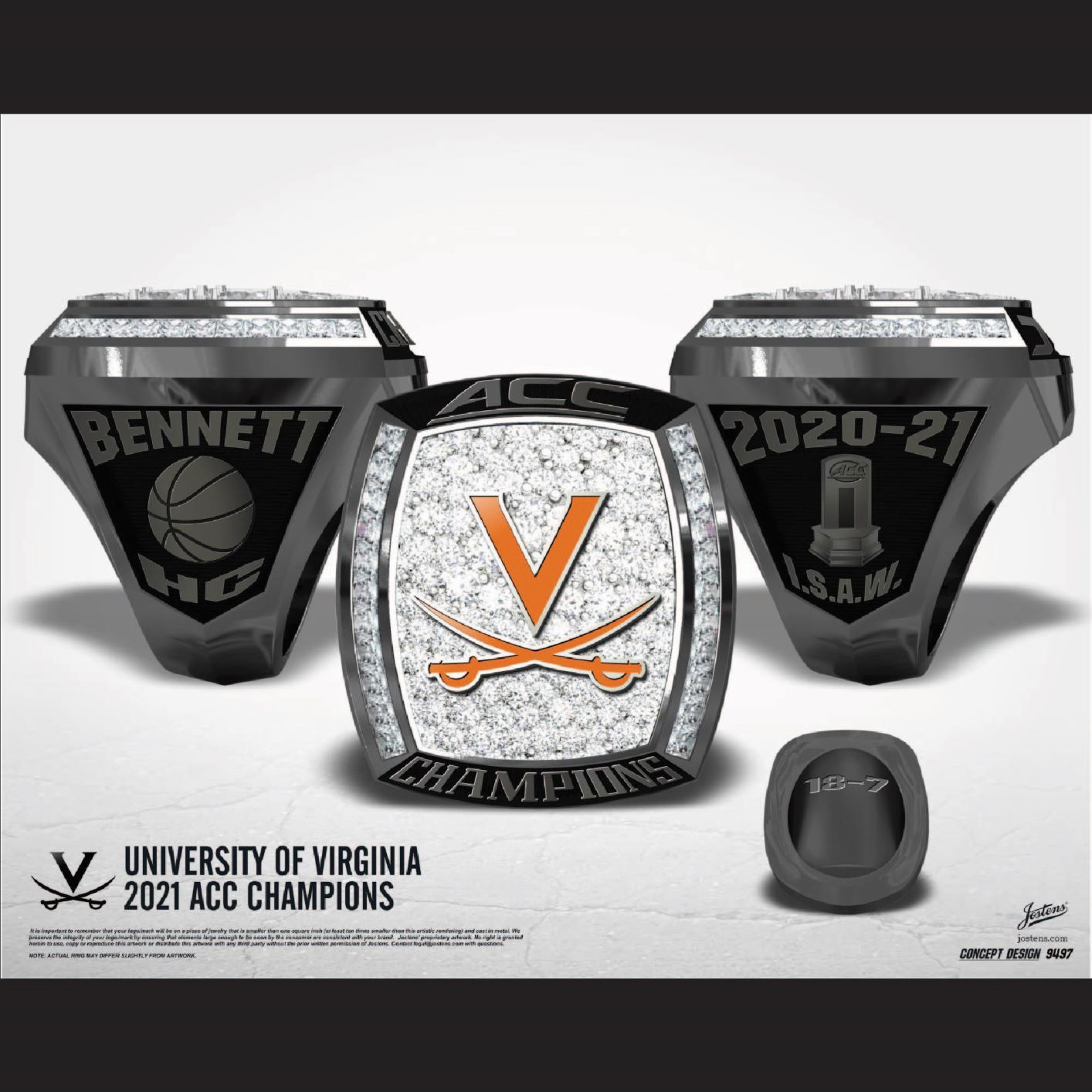 University of Virginia Men's Basketball 2021 ACC Championship Ring