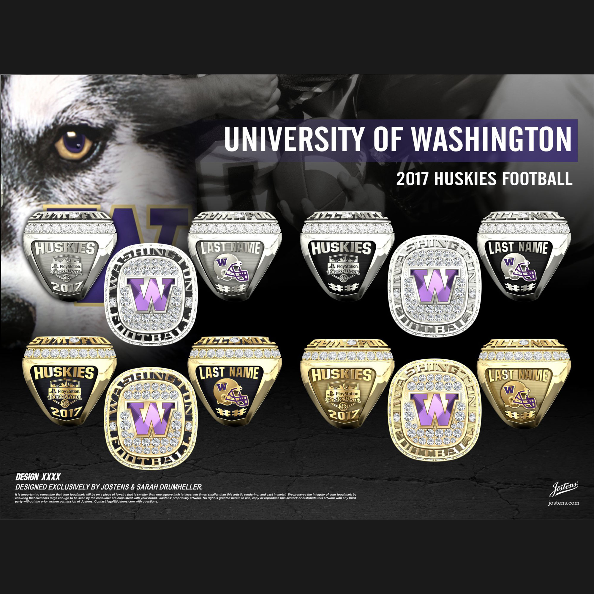University of Washington Men's Football 2017 Fiesta Bowl Championship Ring