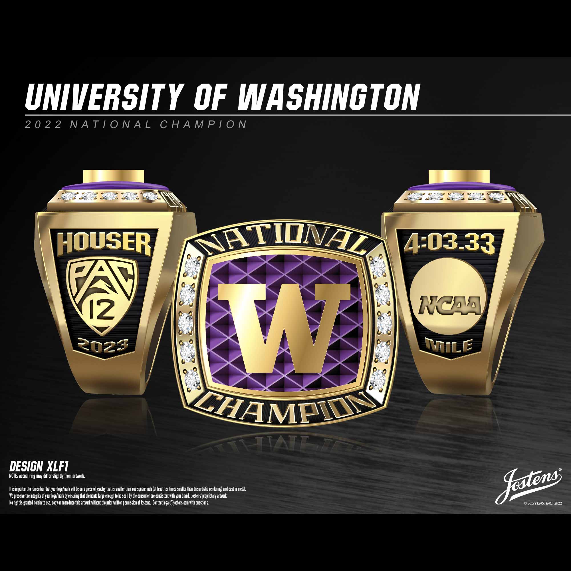 University of Washington Men's Track & Field 2023 National Championship Ring