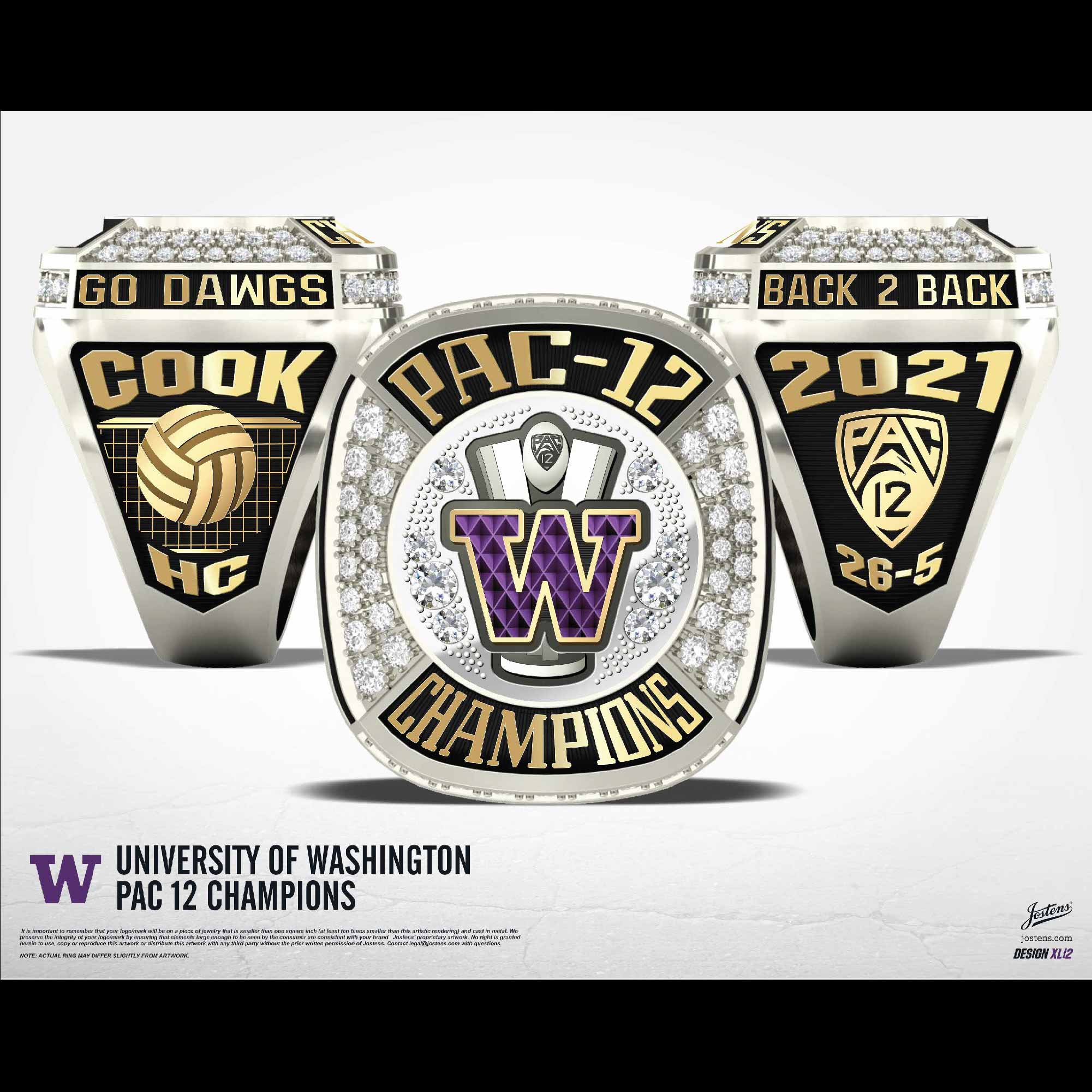 University of Washington Women's Volleyball 2021 Pac-12 Championship Ring