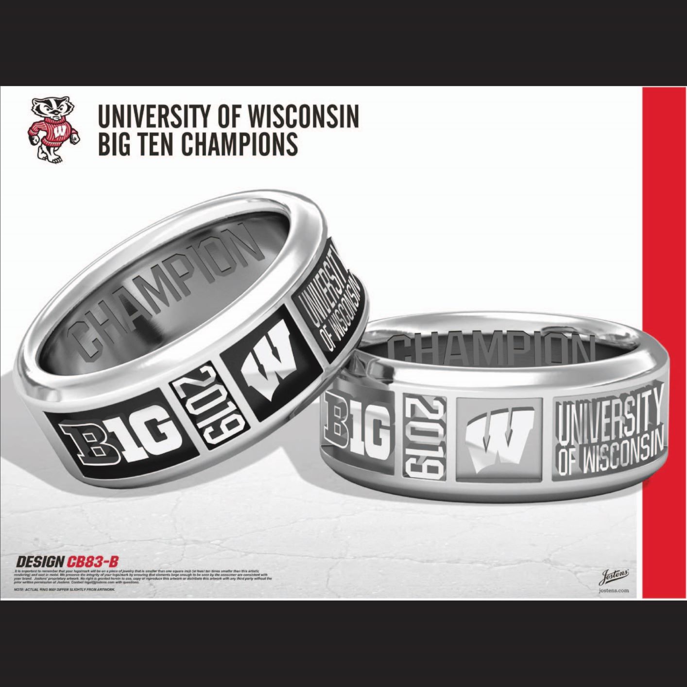 University of Wisconsin 2019 Big Ten Championship Ring