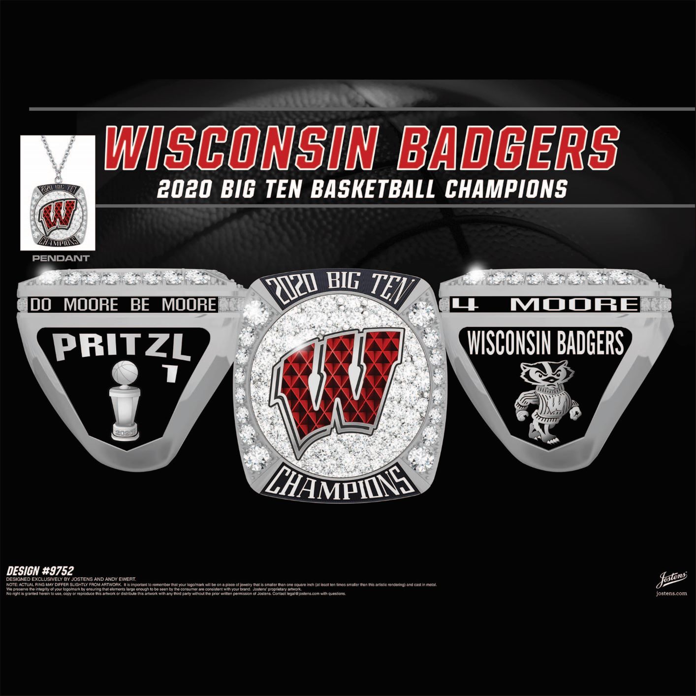 University of Wisconsin Men's Basketball 2020 Big Ten Championship Ring