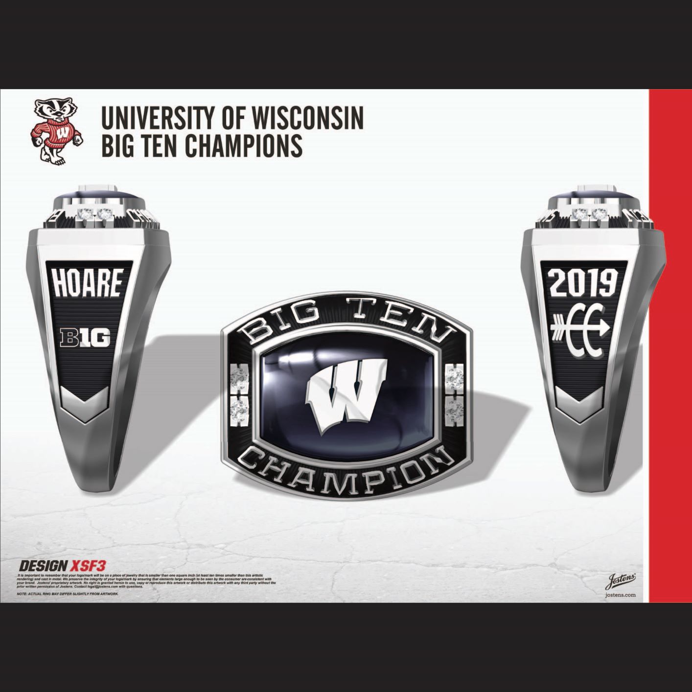 University of Wisconsin Women's Cross Country 2019 Big Ten Championship Ring