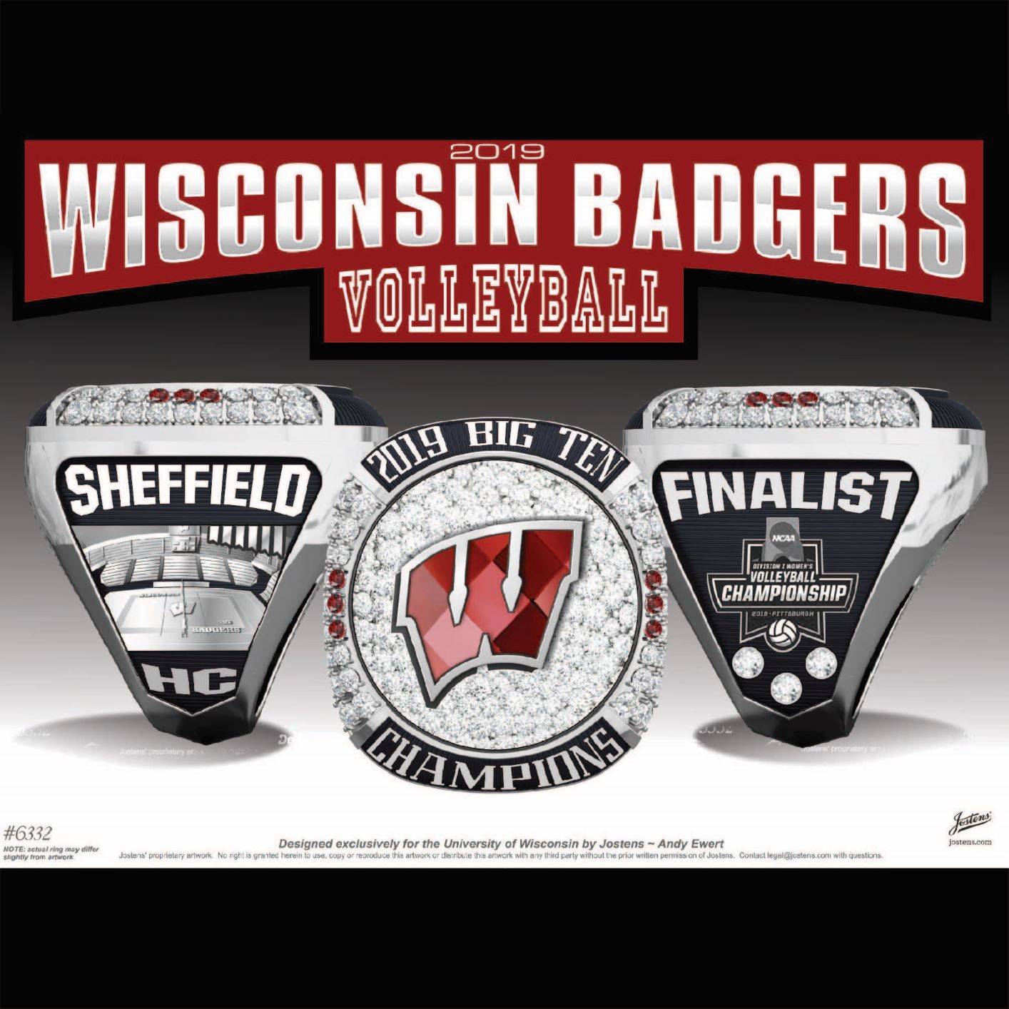 University of Wisconsin Women's Volleyball 2019 Big Ten Championship Ring