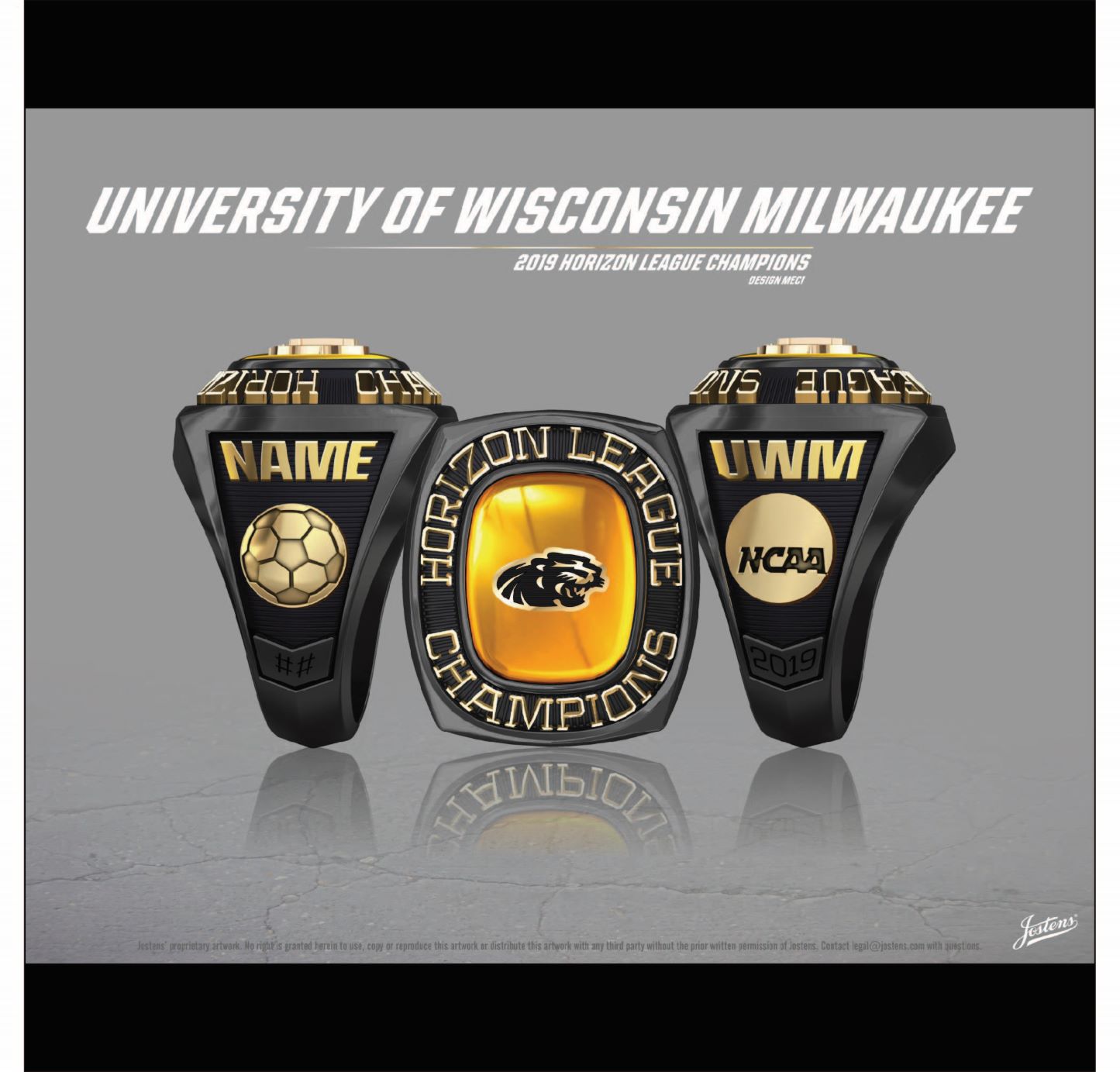 University of Wisconsin Milwaukee Women's Soccer 2019 Horizon League Championship Ring