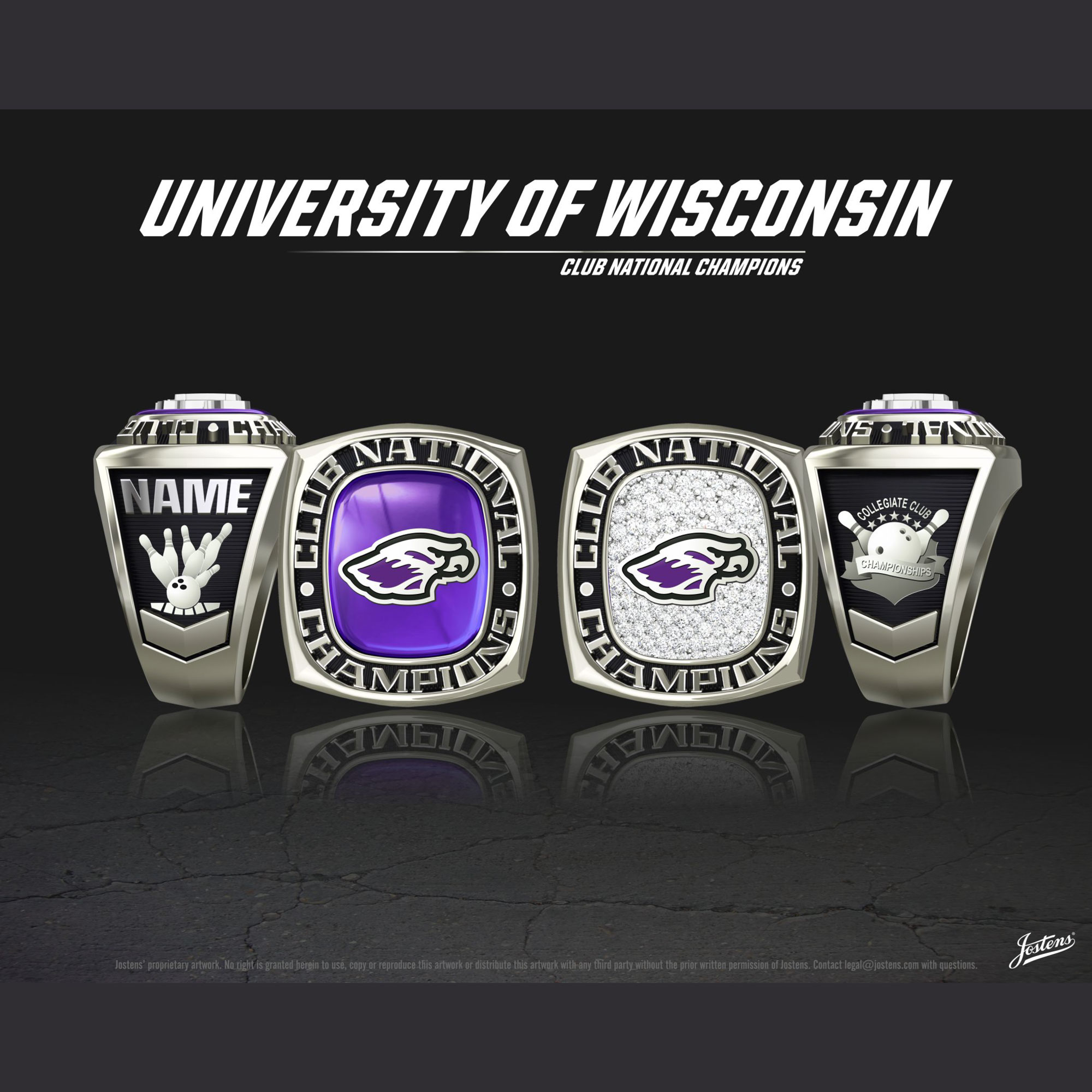 University of Wisconsin Whitewater Men's Bowling 2019 National Championship Ring