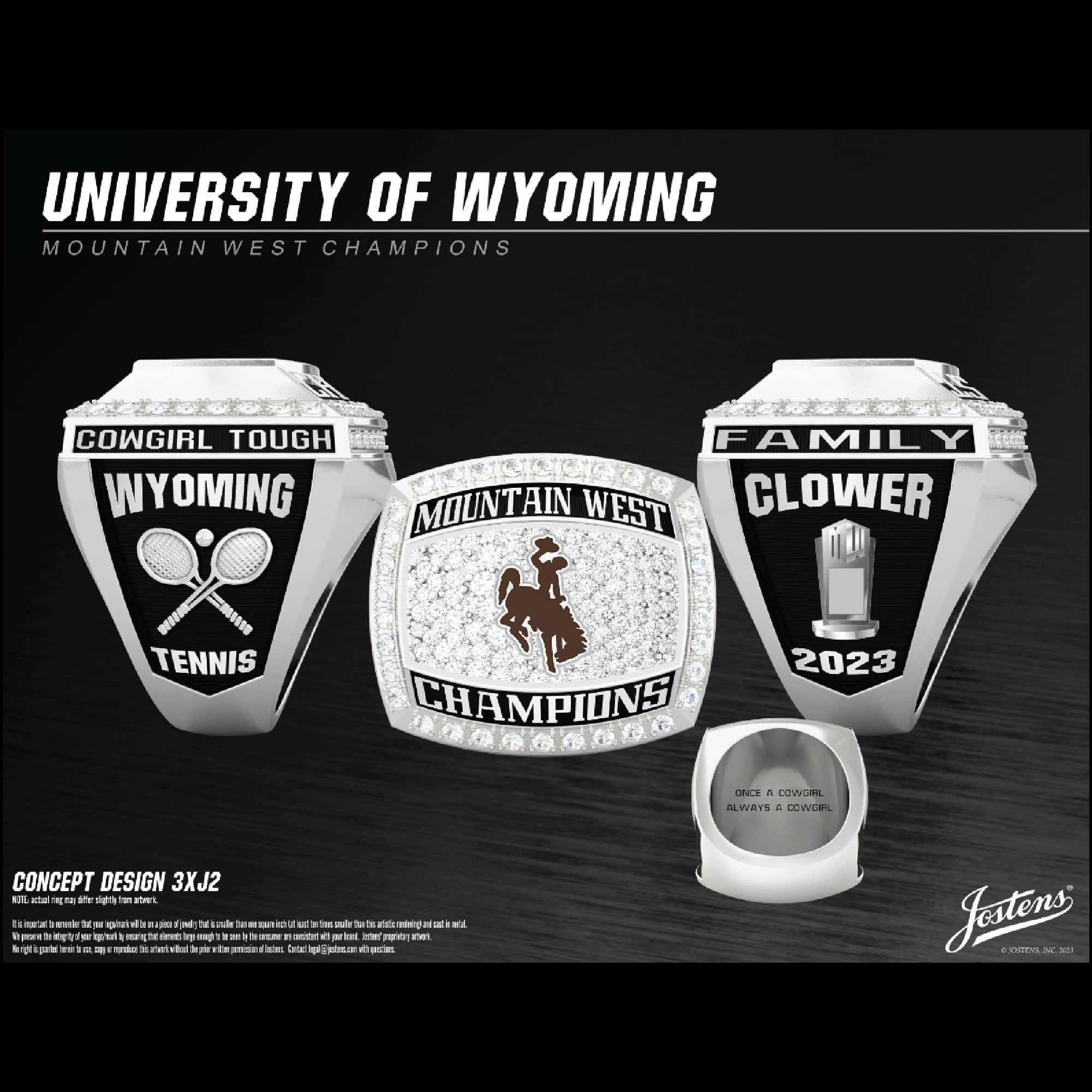 University of Wyoming Women's Tennis 2023 Mountain West Championship Ring