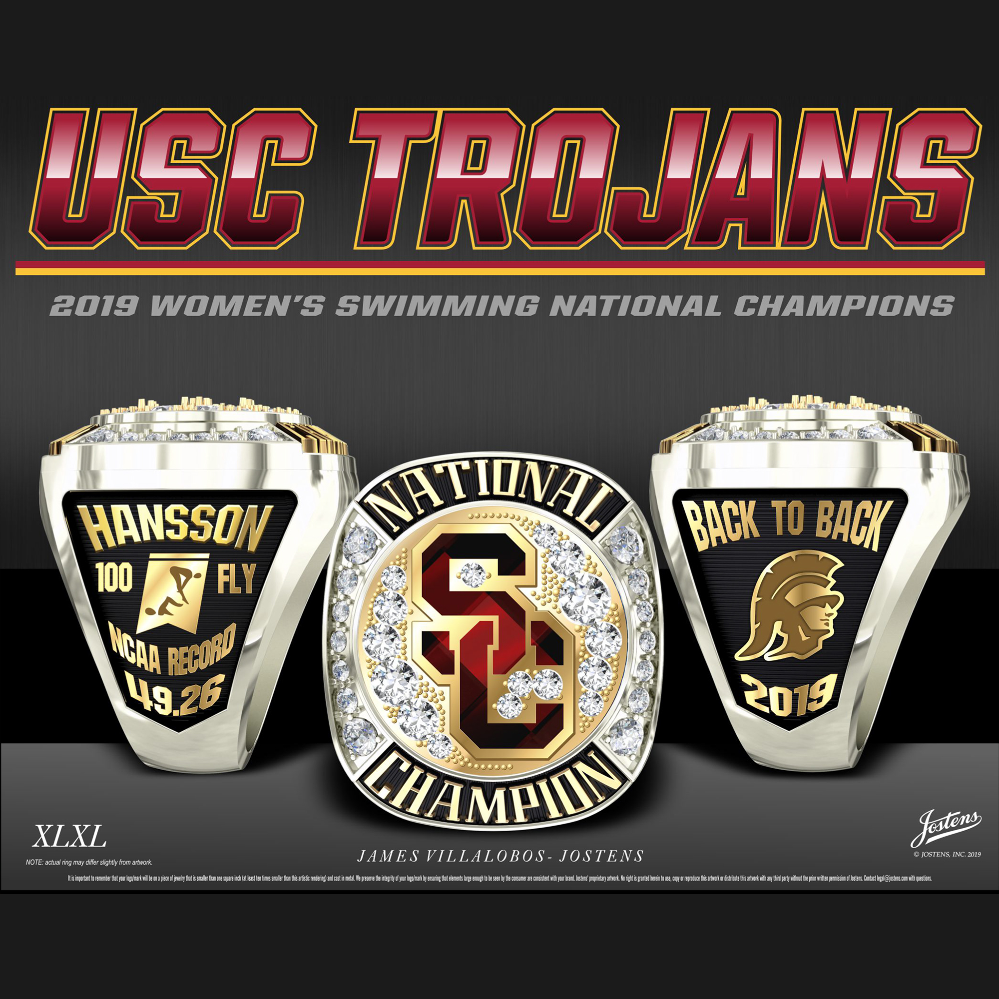 USC Women's Swimming & Diving 2019 National Championship Ring