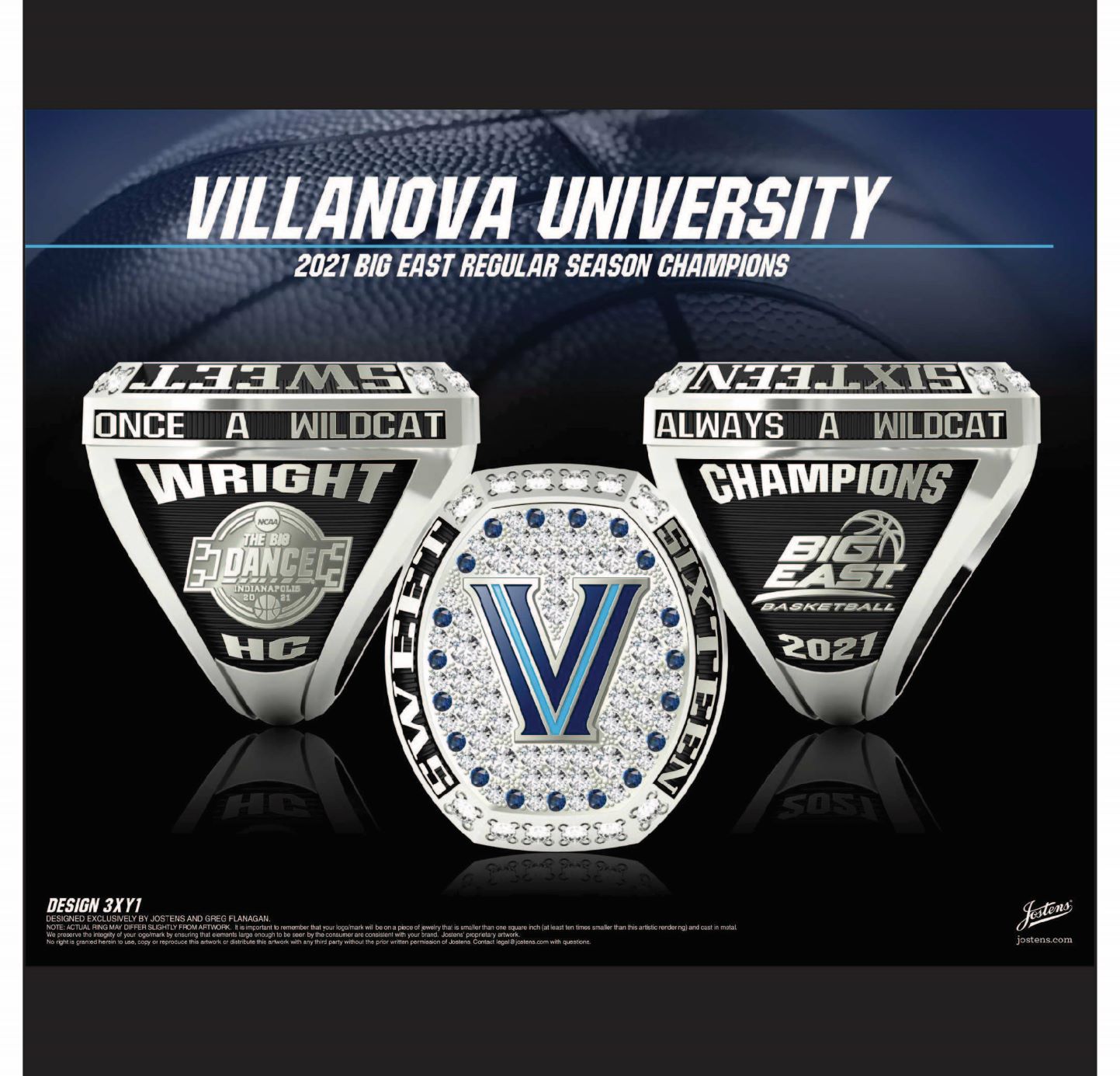 Villanova University Men's Basketball 2021 Big East Championship Ring