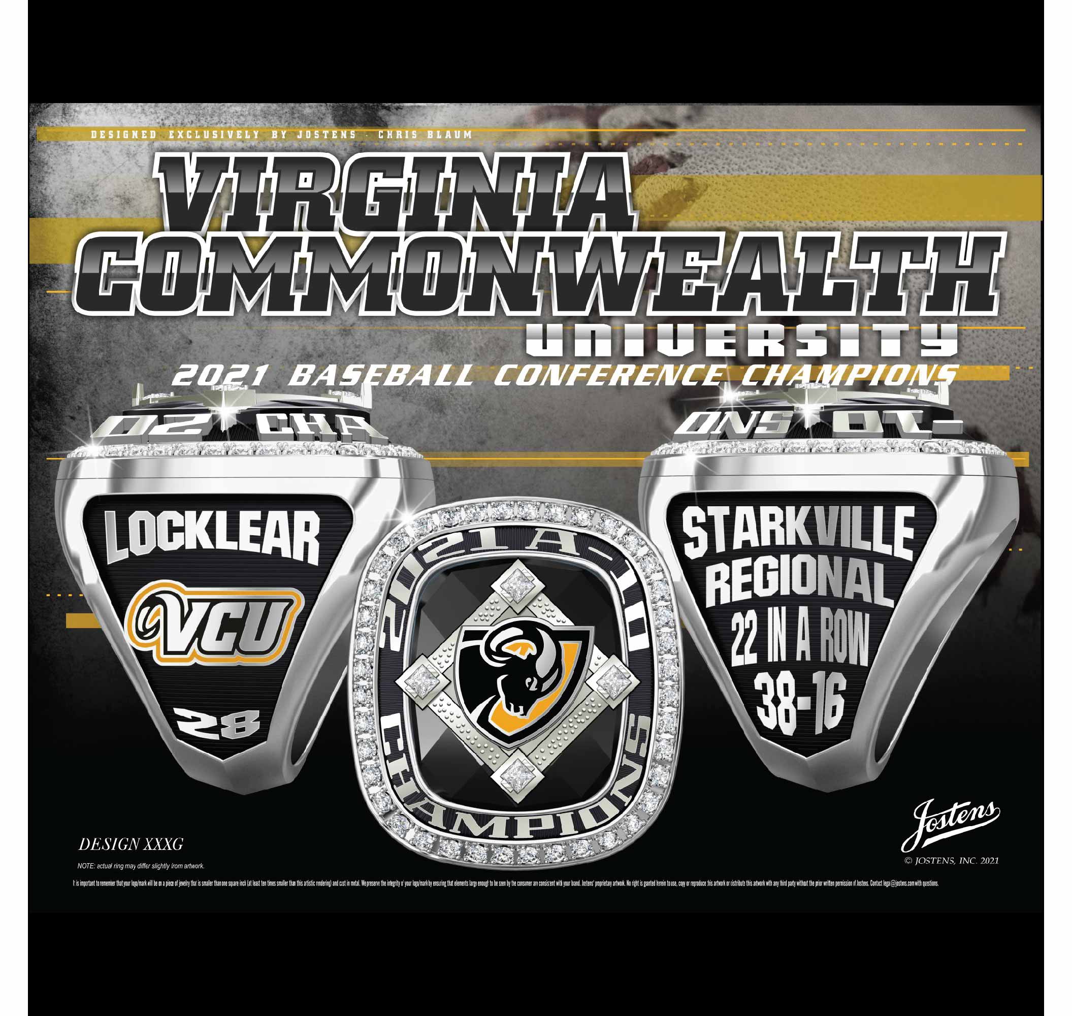 Virginia Commonwealth University Men's Baseball 2021 A10 Championship Ring