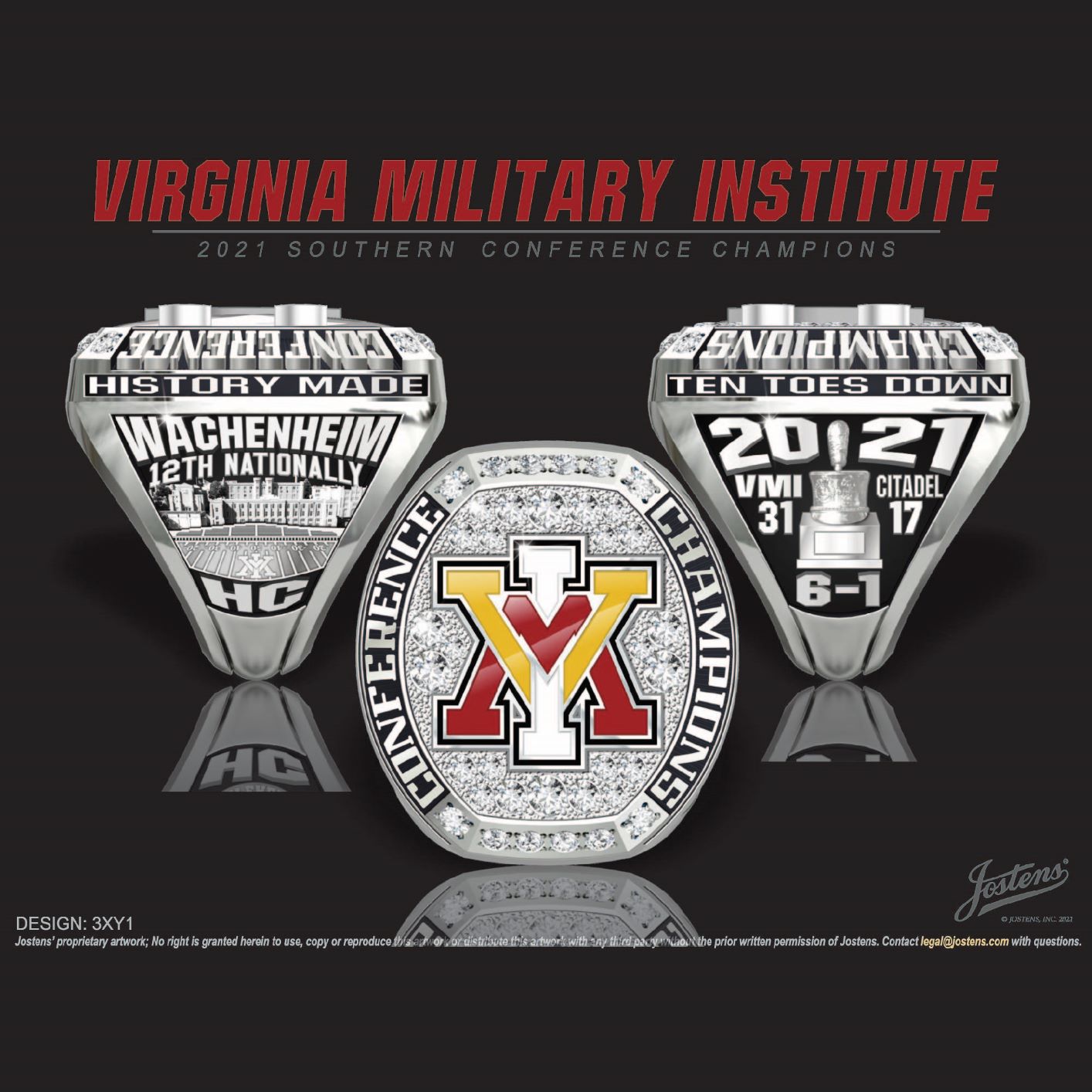 Virginia Military Institute Men's Football 2021 Conference Championship Ring