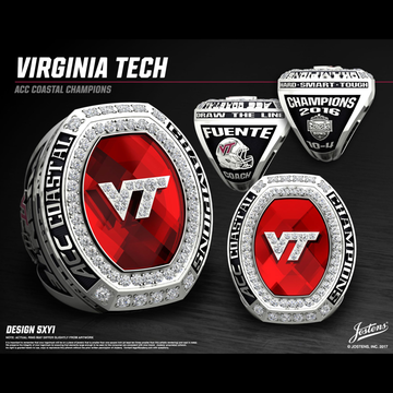 Virginia Tech Men's Football 2016 ACC Coastal Championship Ring