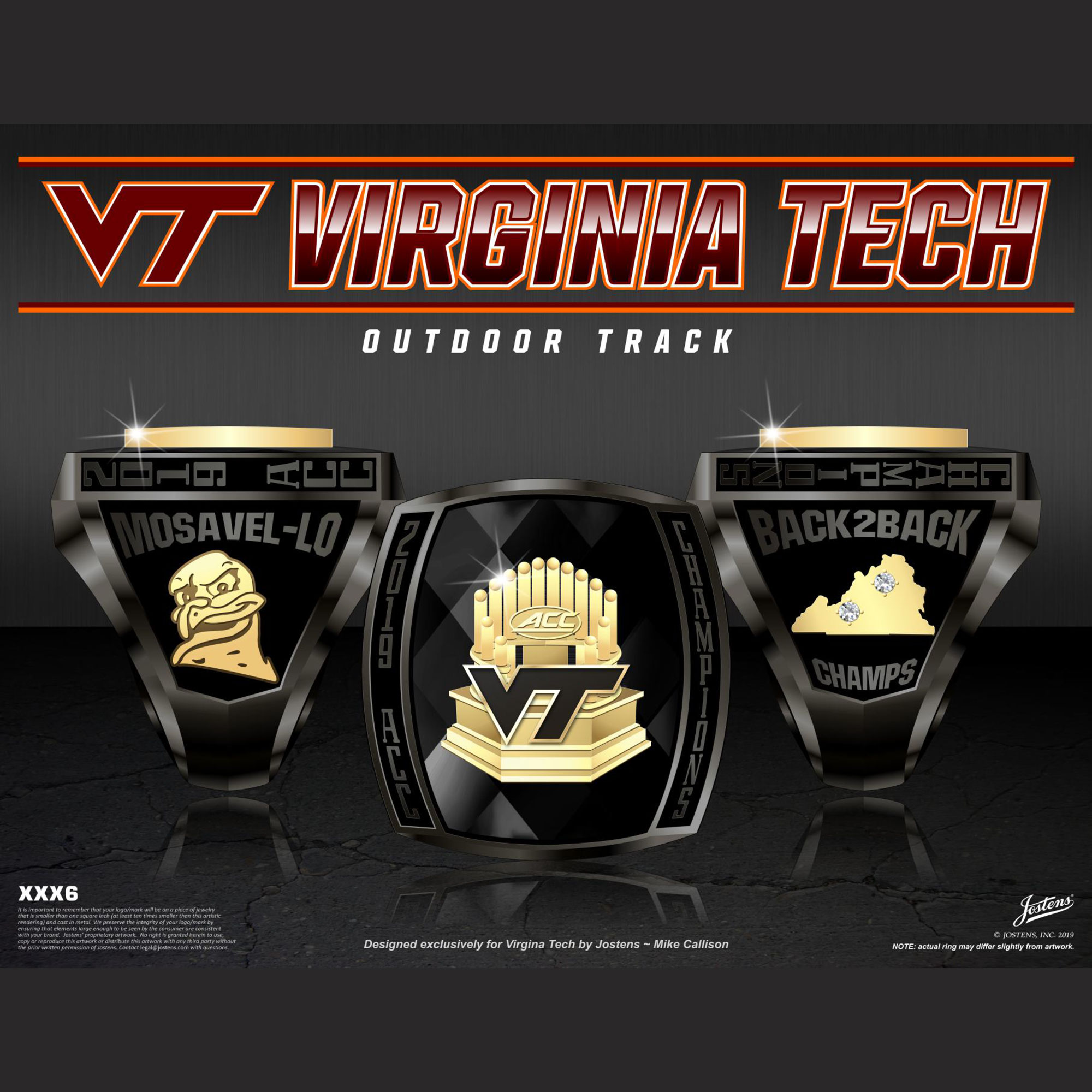 Virginia Tech Men's Track & Field 2019 ACC Championship Ring