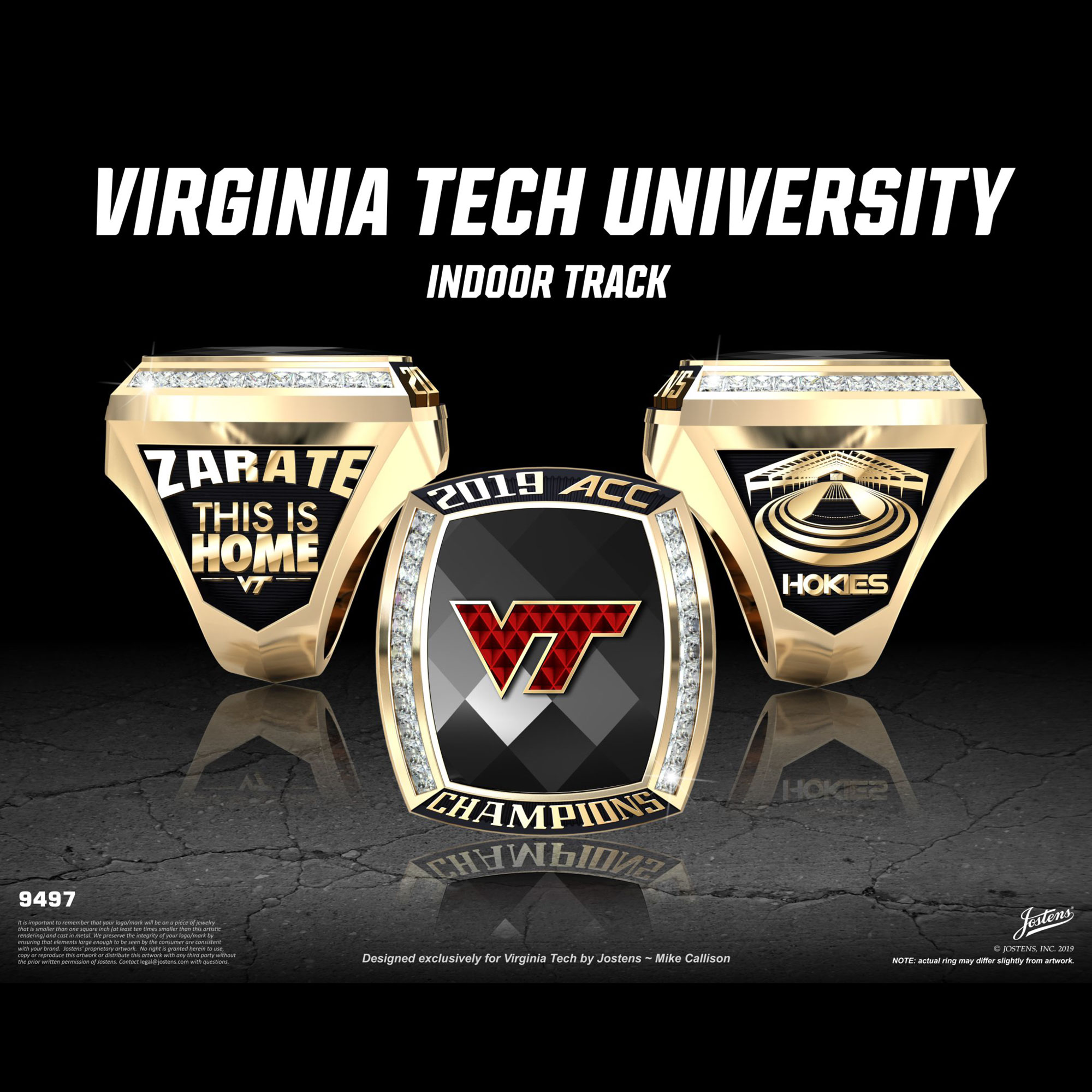 Virginia Tech Men's Track & Field 2019 ACC Championship Ring