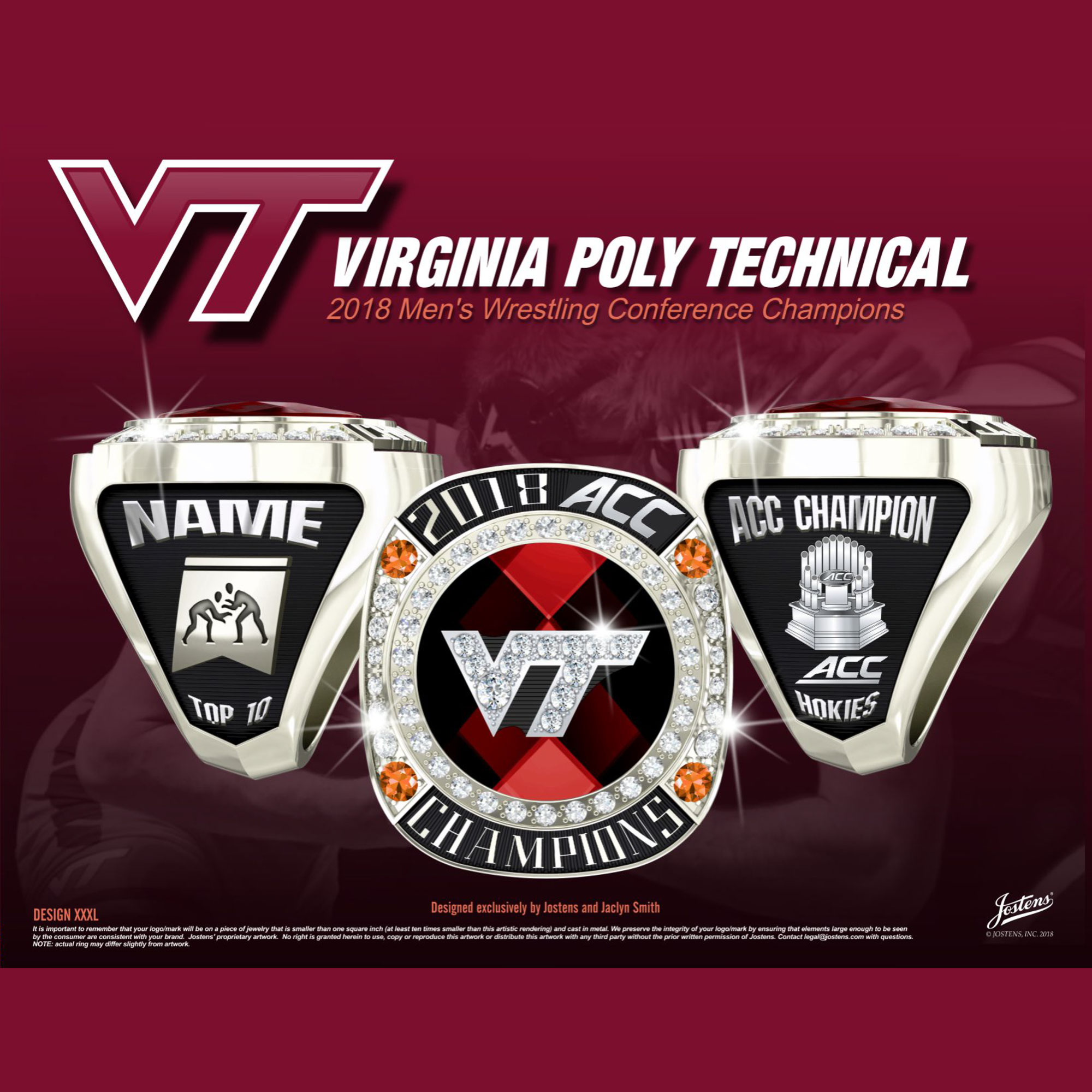 Virginia Tech Men's Wrestling 2018 ACC Championship Ring