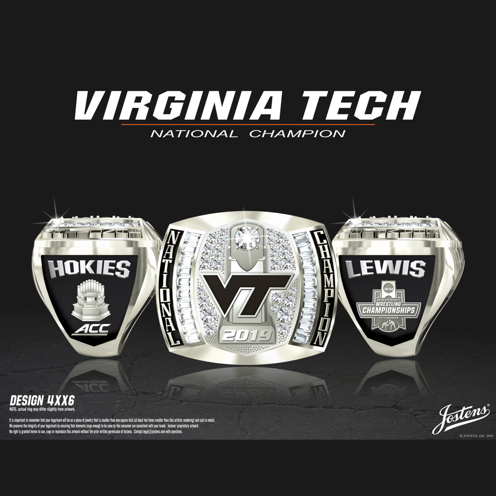 Virginia Tech Men's Wrestling 2019 National Championship Ring