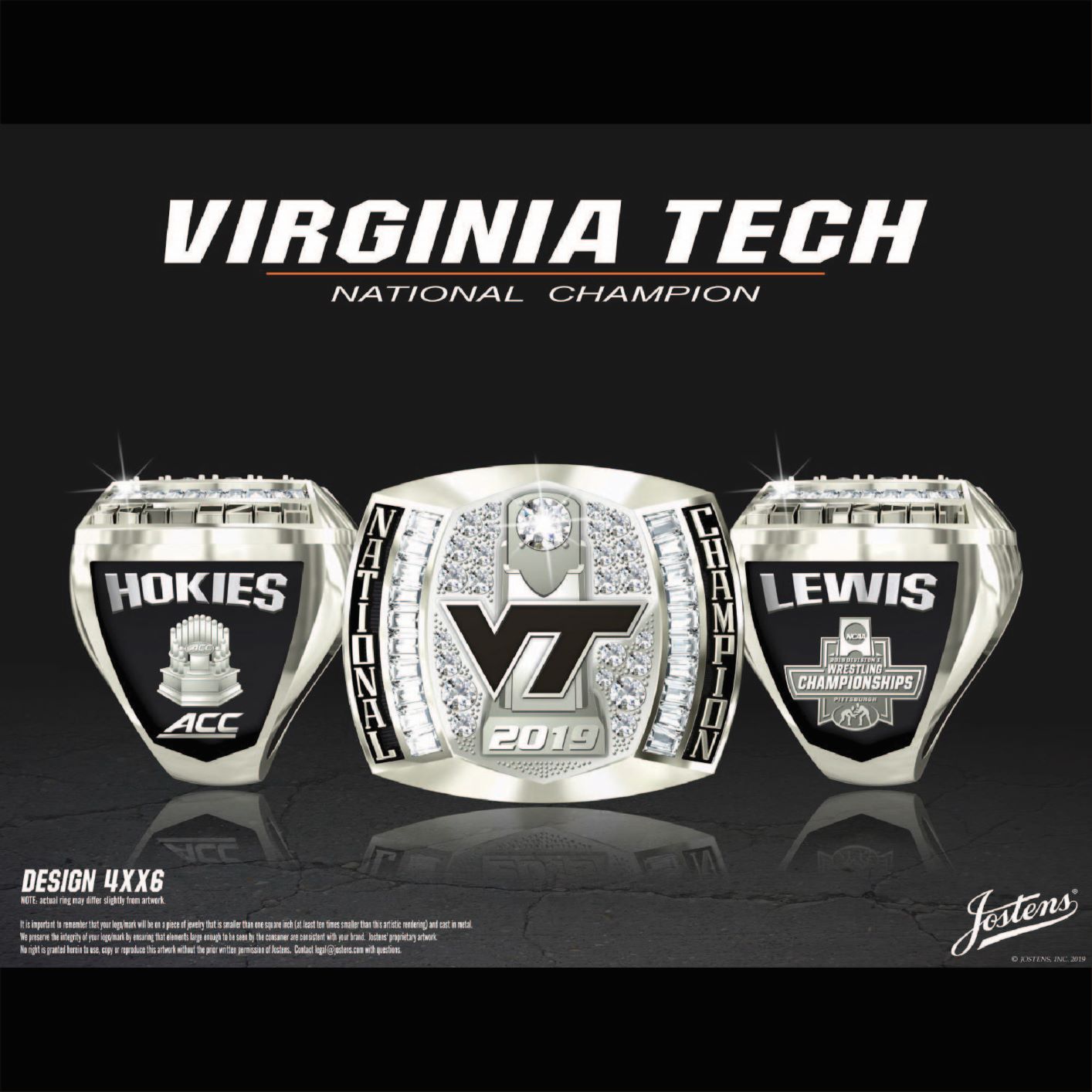 Virginia Tech University Men's Wrestling 2019 National Championship Ring