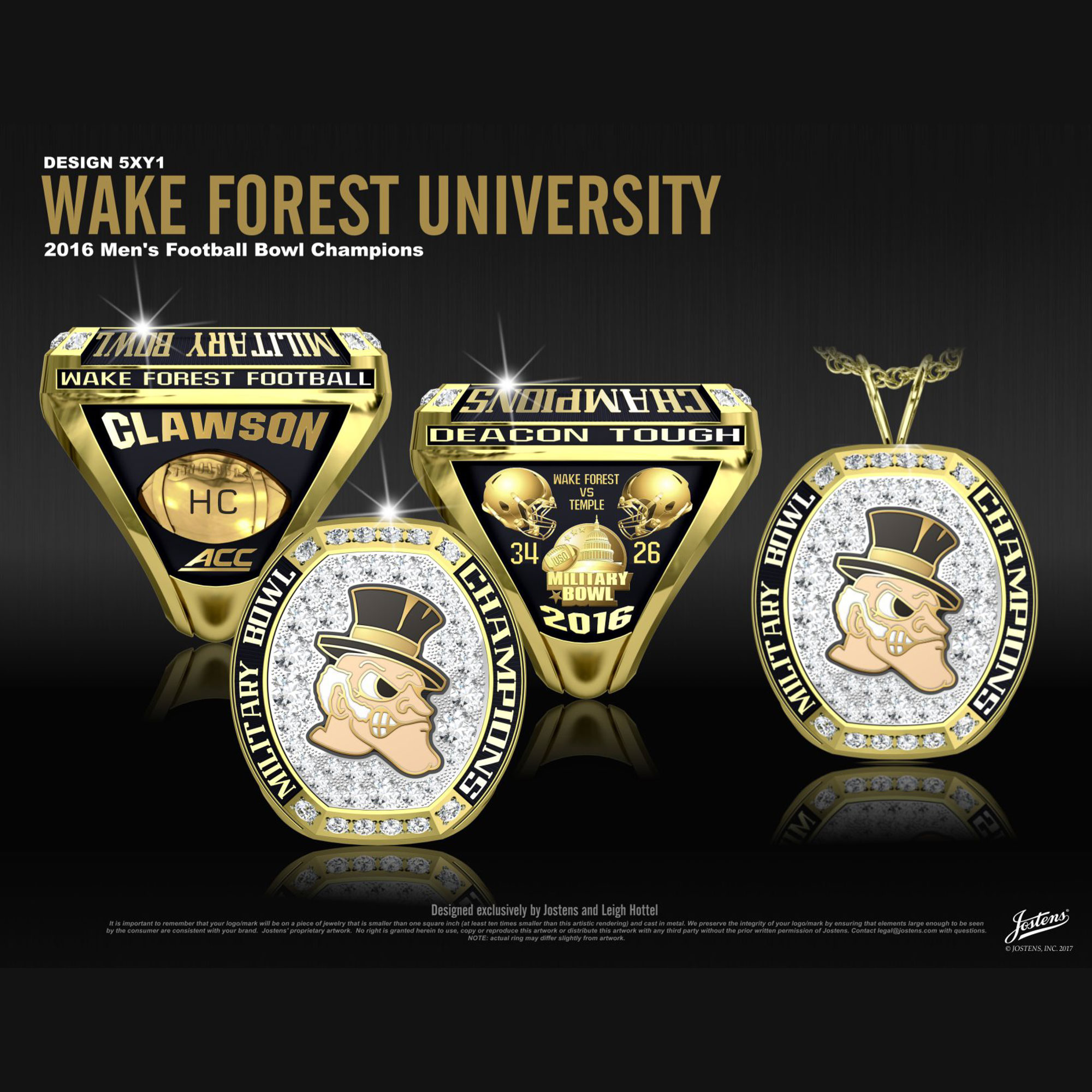 Wake Forest University Men's Football 2016 Military Bowl Championship Ring