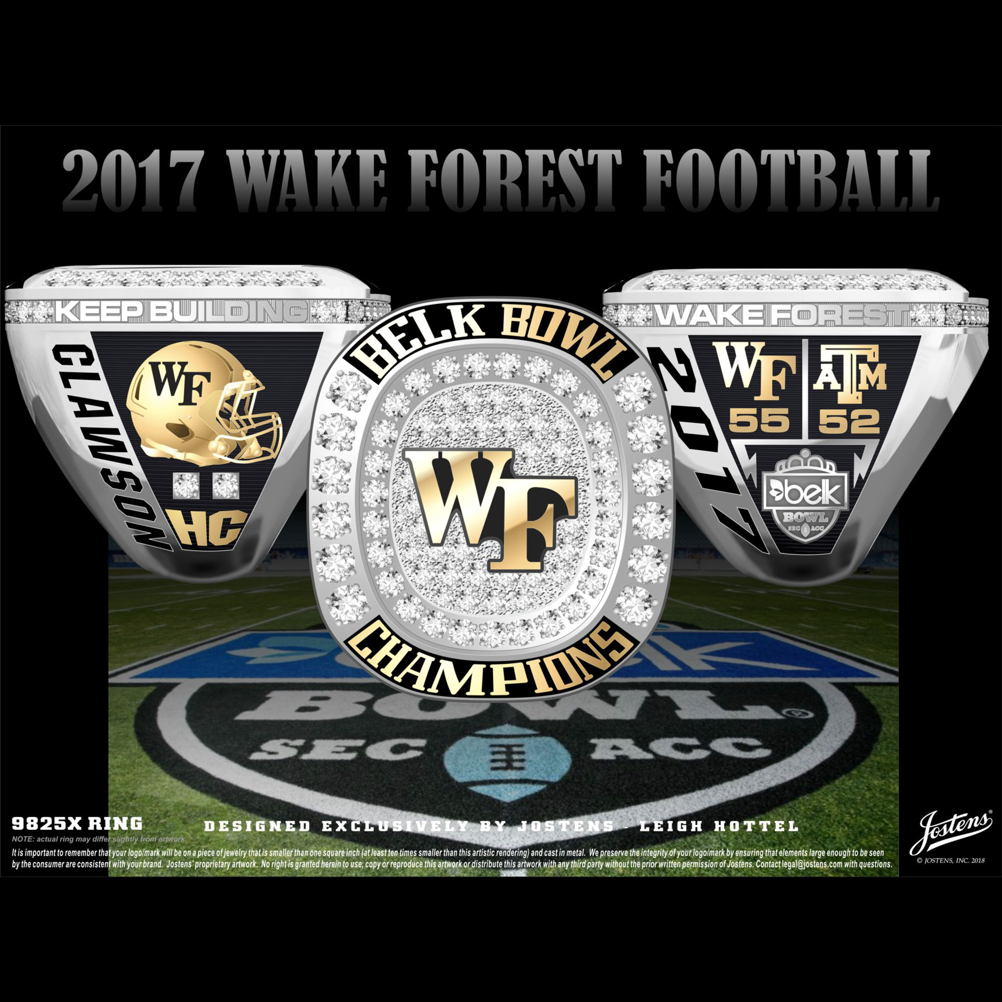 Wake Forest University Men's Football 2017 Belk Bowl Championship Ring
