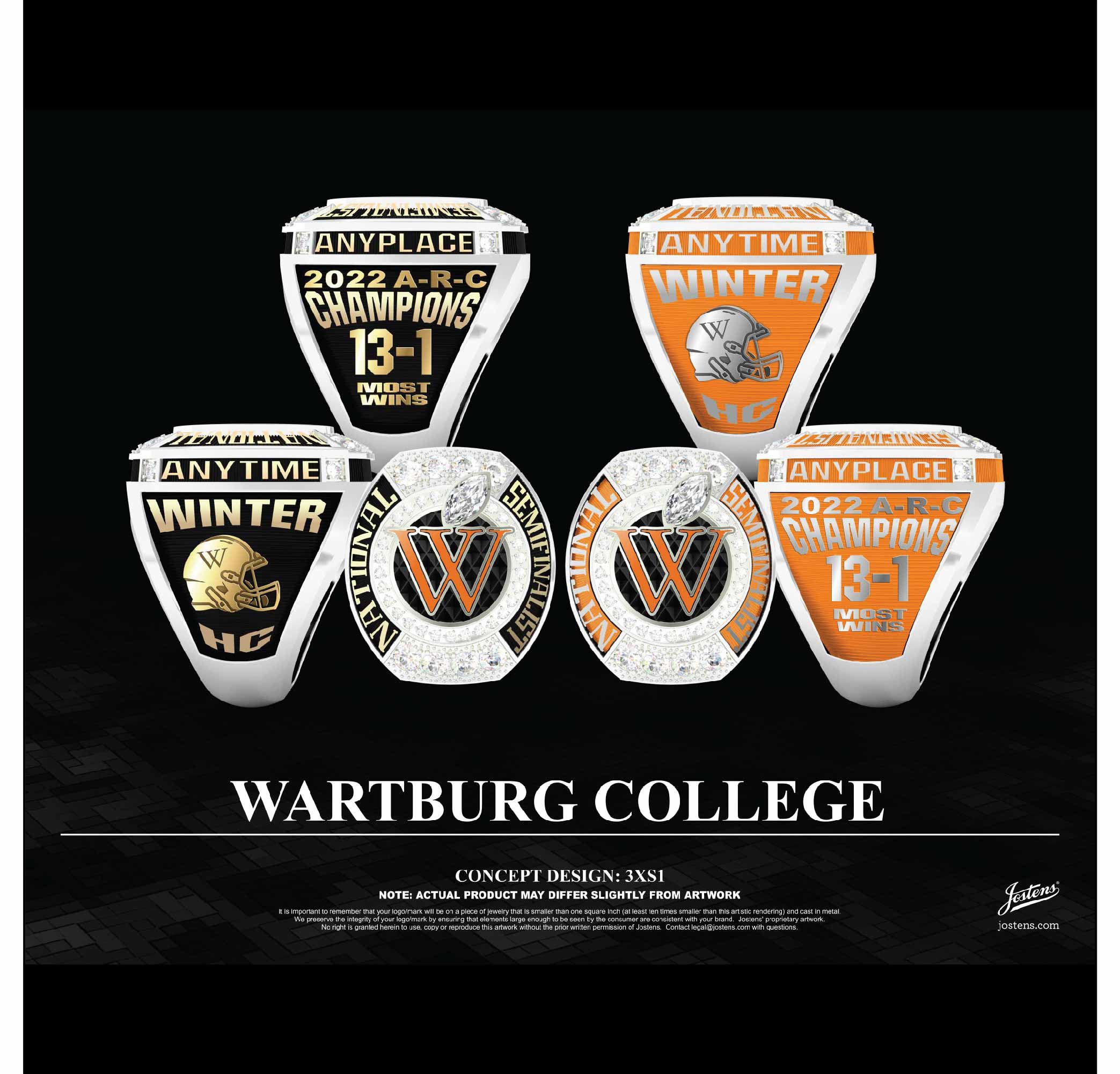 Wartburg College Football 2022 A-R-C Championship Ring